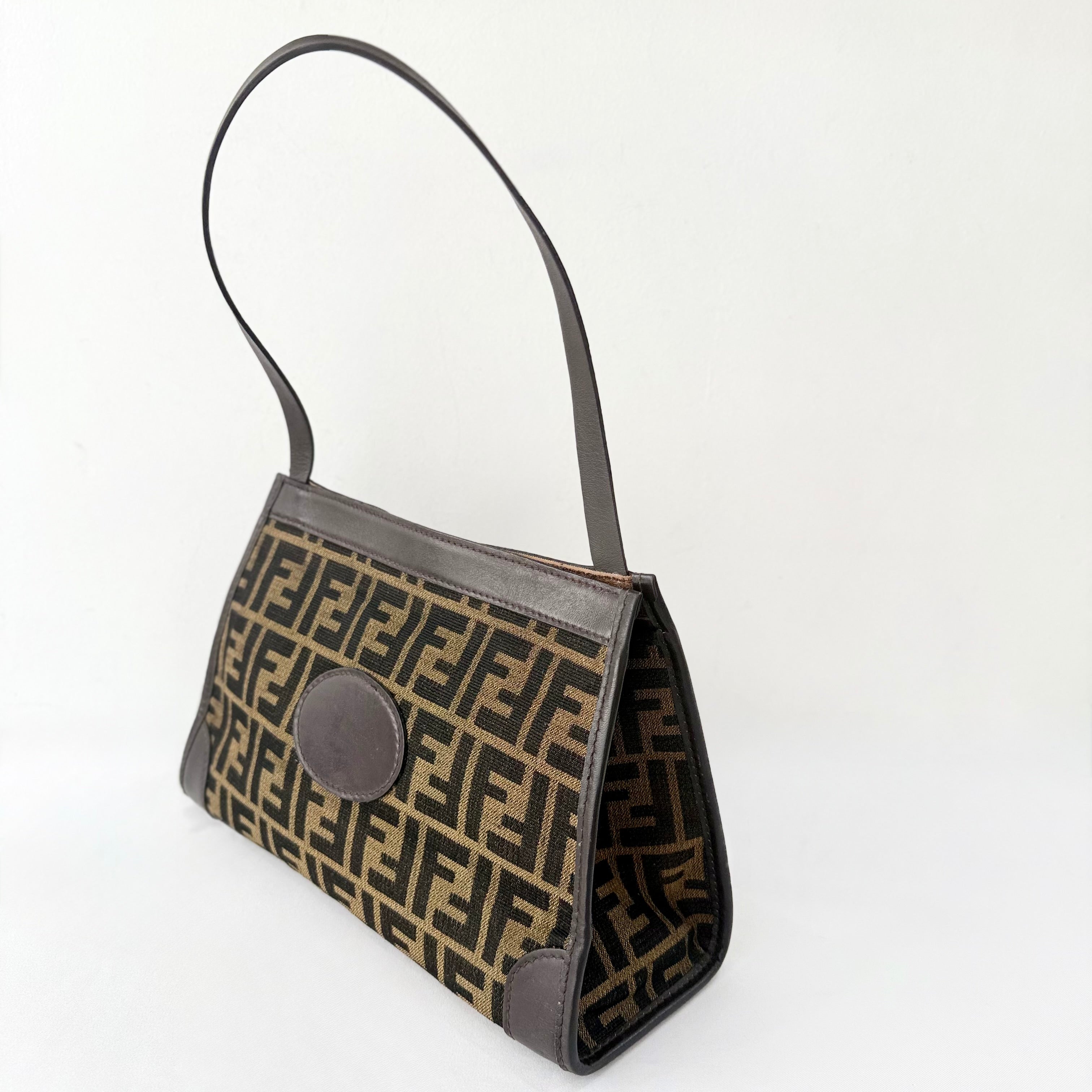 Fendi Brown Canvas Zucca Shoulder Bag