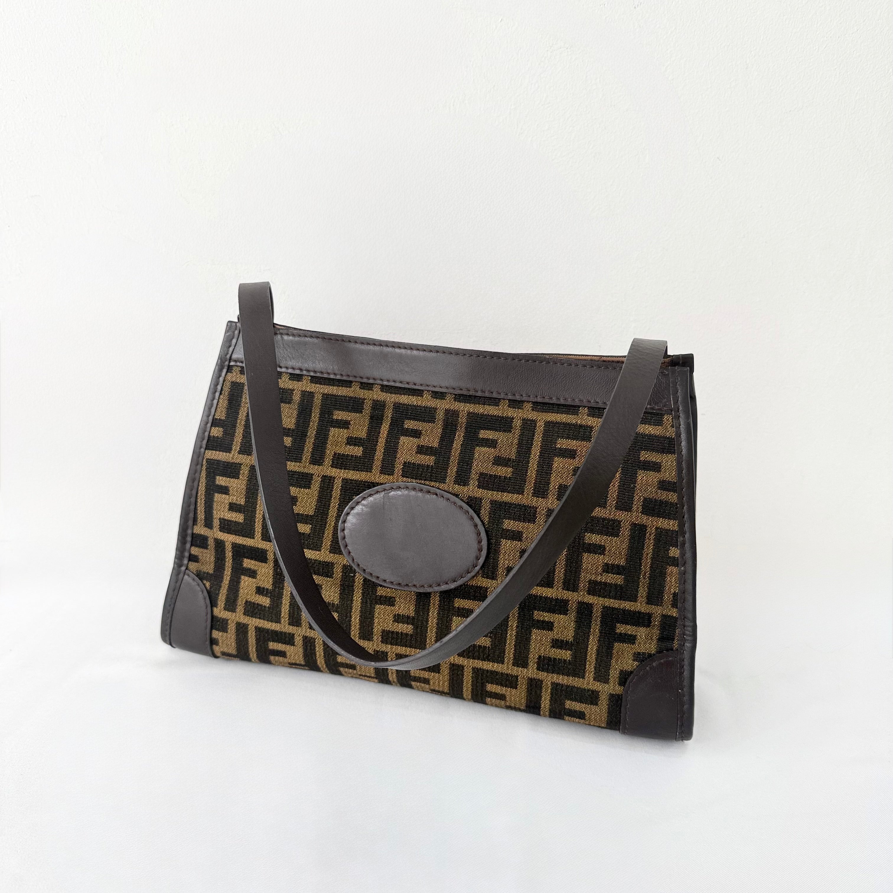 Fendi Brown Canvas Zucca Shoulder Bag