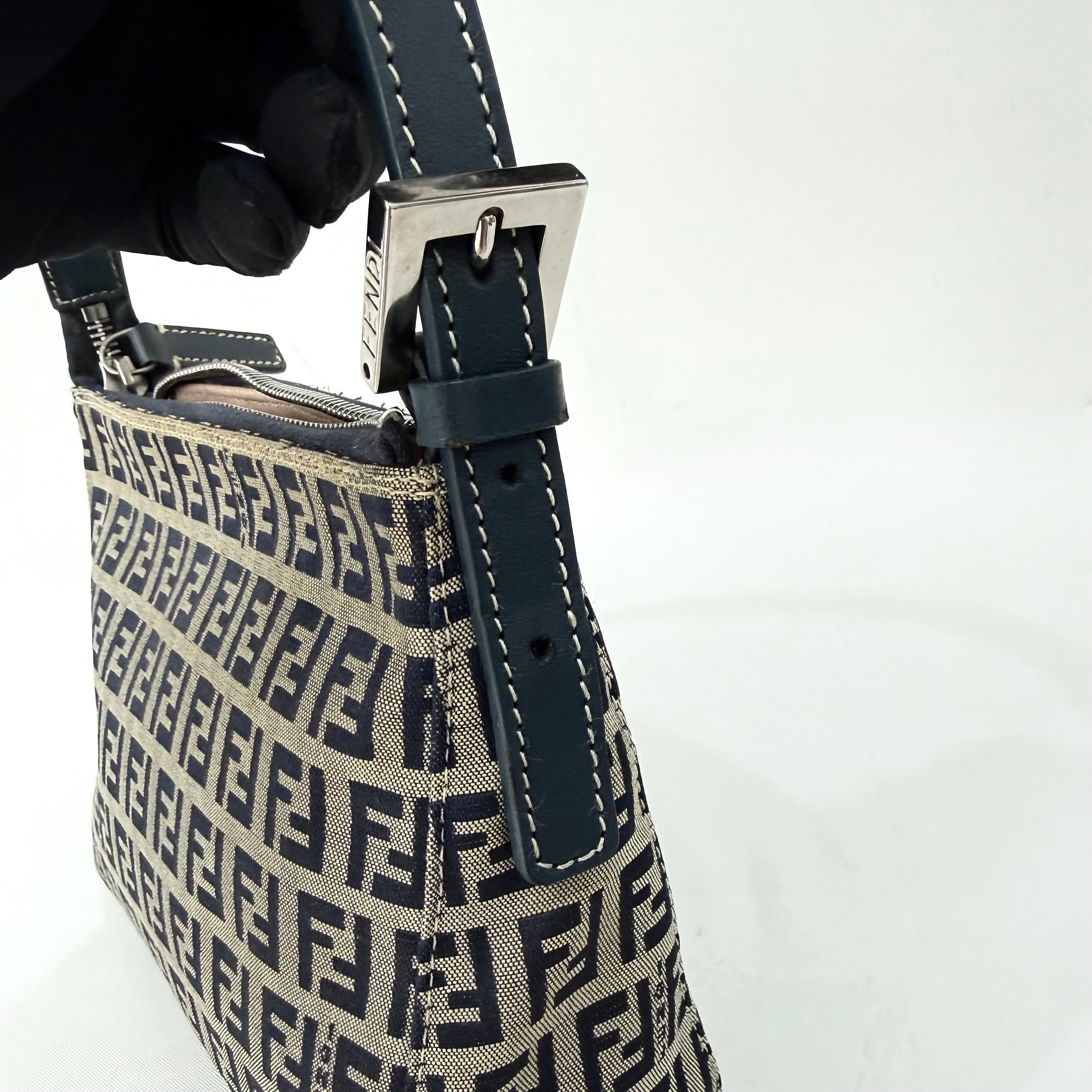 Fendi Navy & Grey Zucchino Mini Pochette Bag