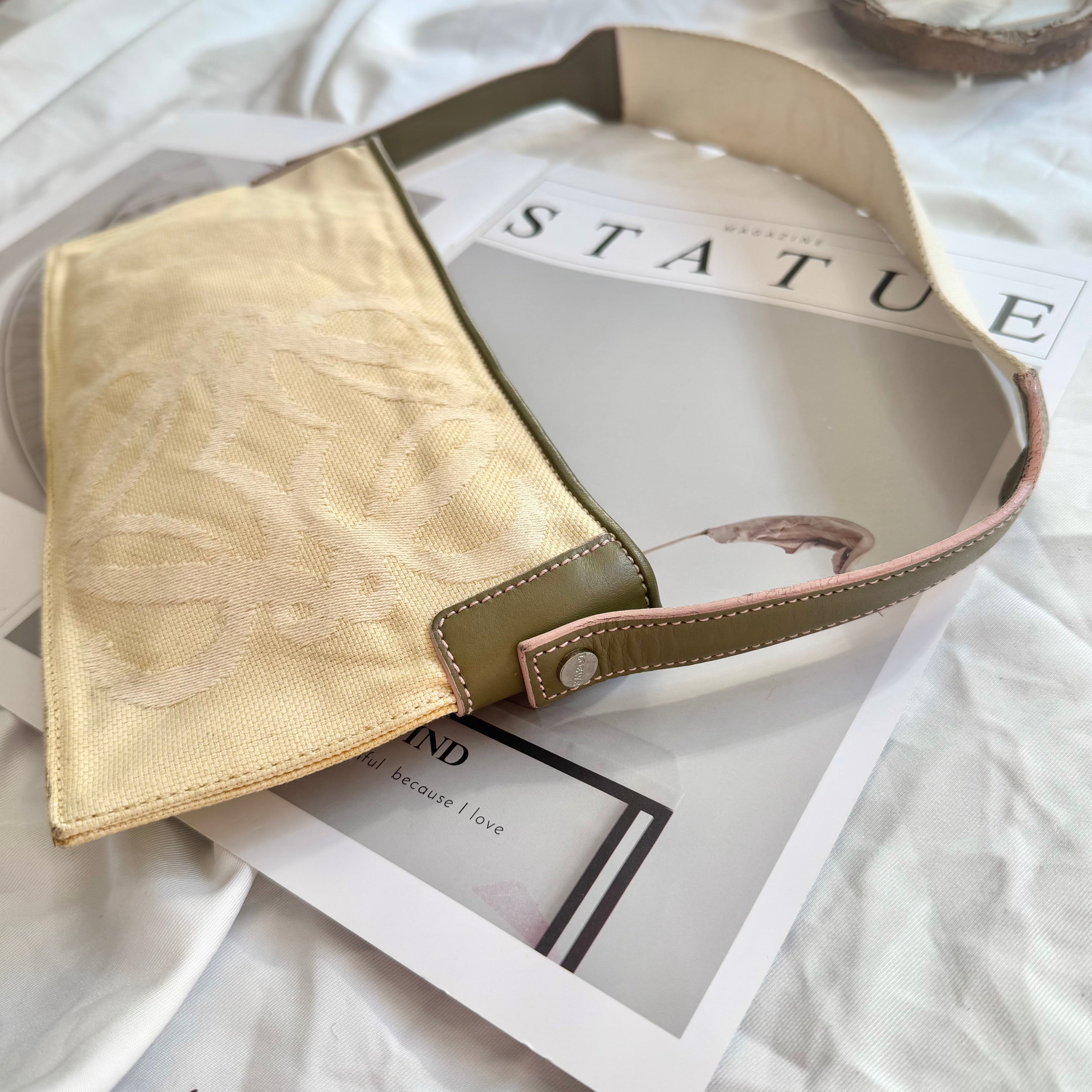Loewe Brown Anagram Canvas Pochette Beige