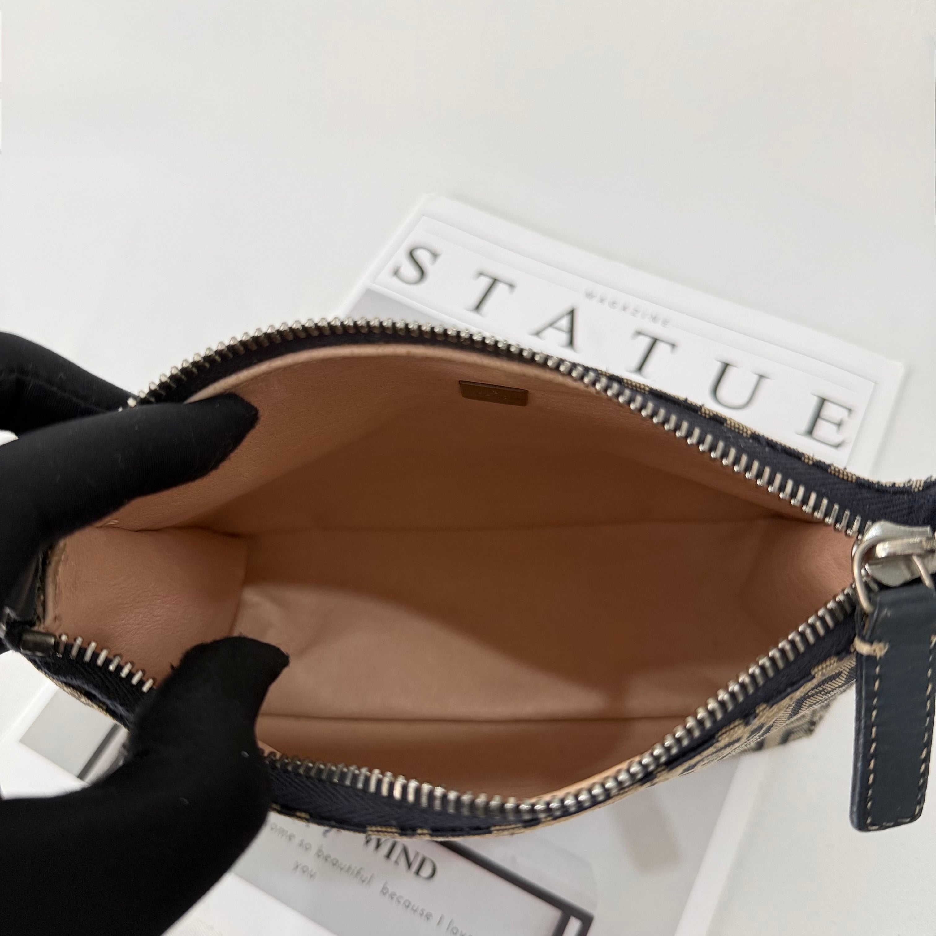 Fendi Navy & Grey Zucchino Mini Pochette Bag