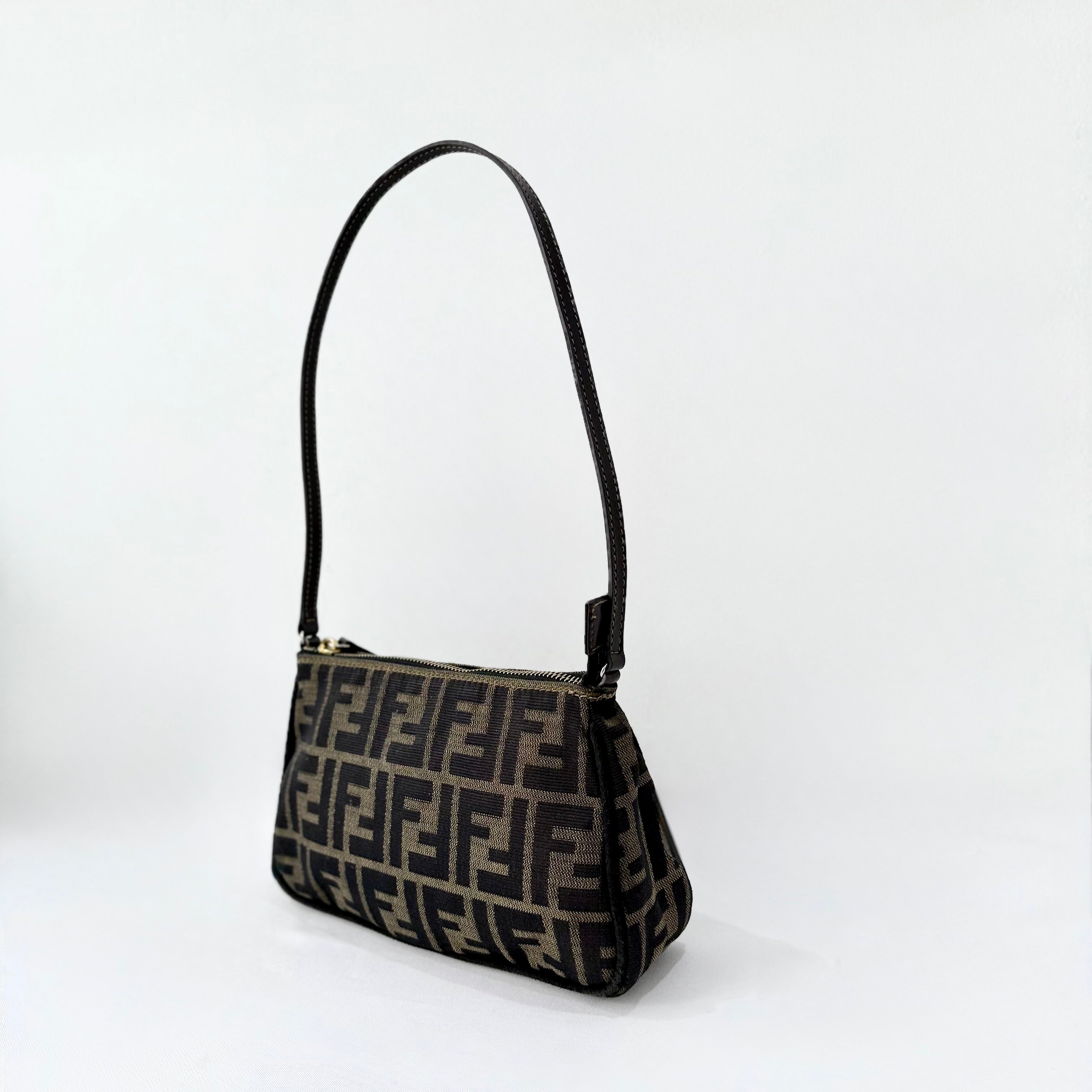 Fendi Tobacco Zucca Print Canvas Mini Pochette