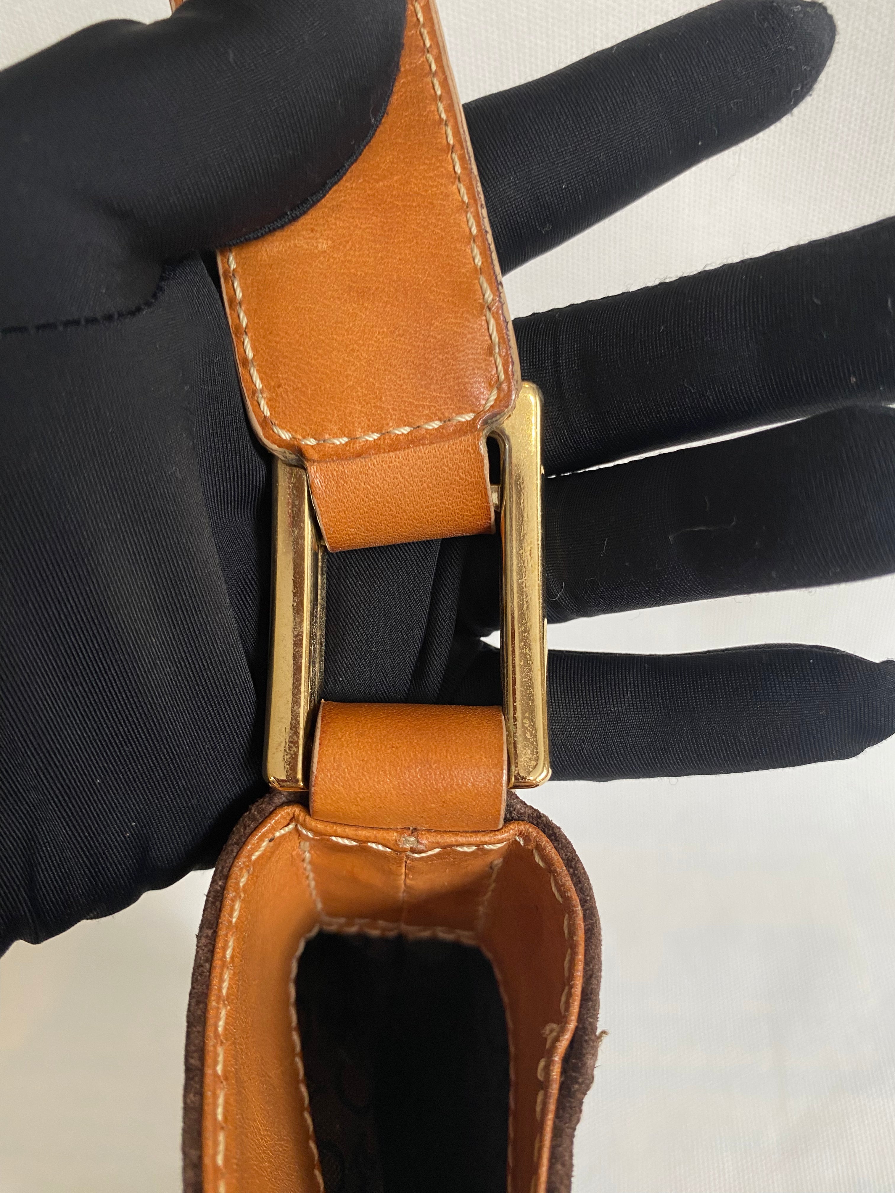 CELINE Brown Macadam Suede Shoulder Bag