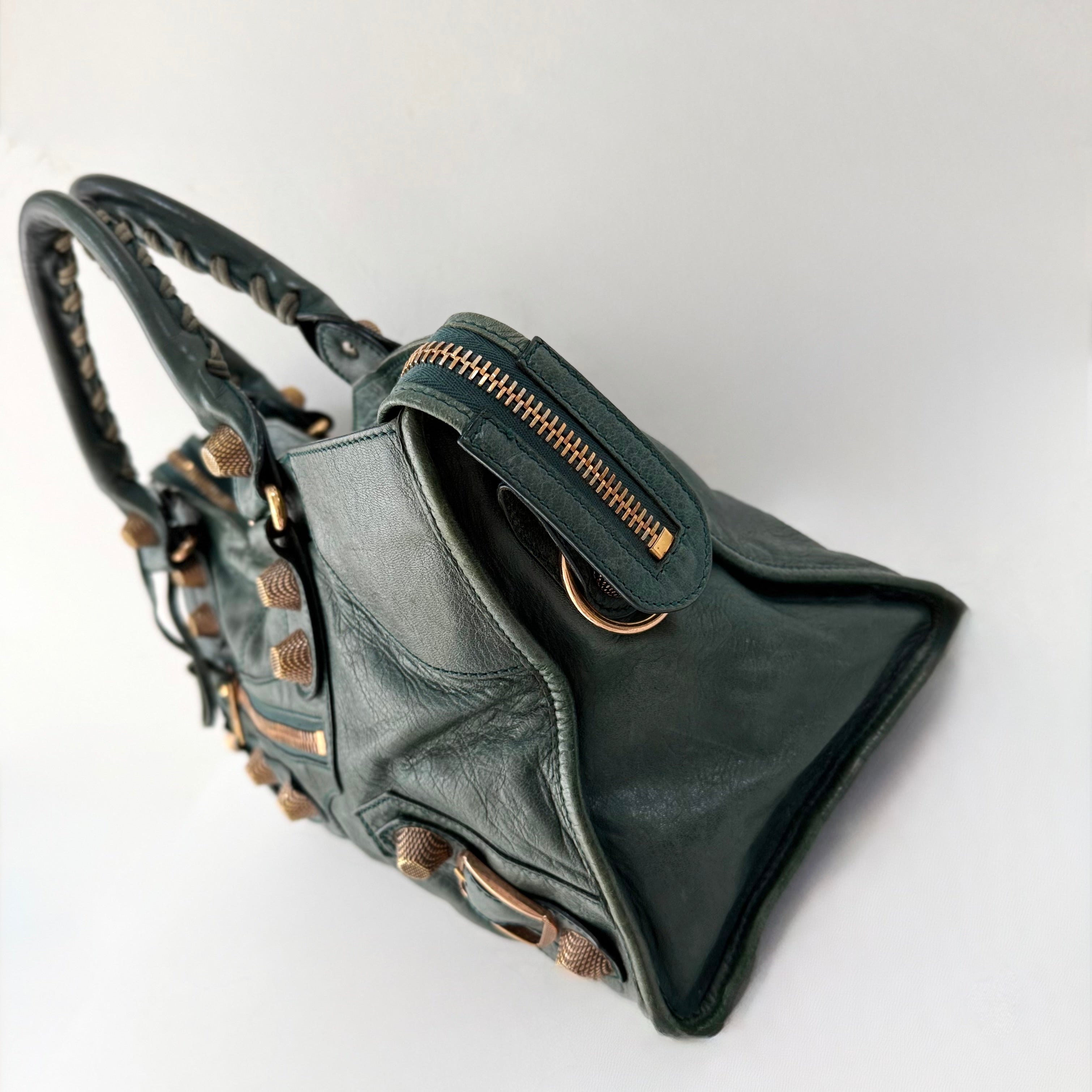 Balenciaga Anthracite Lambskin Leather Giant Rose Gold City Bag