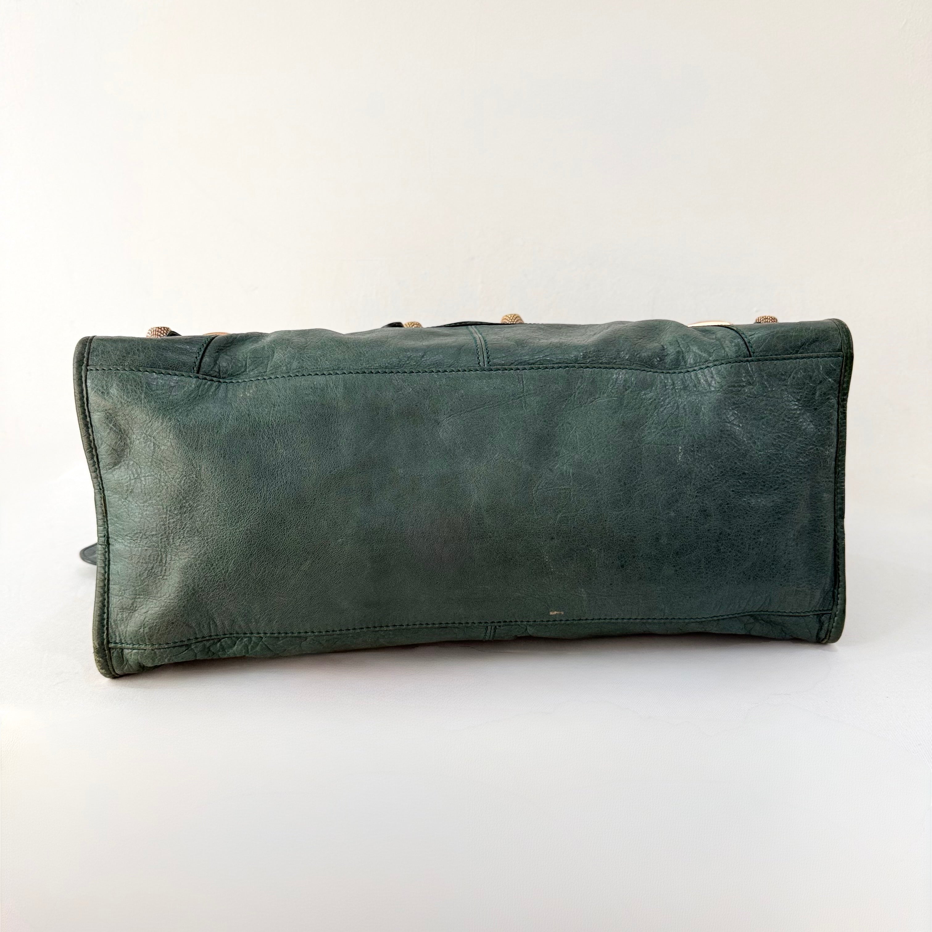 Balenciaga Anthracite Lambskin Leather Giant Rose Gold City Bag