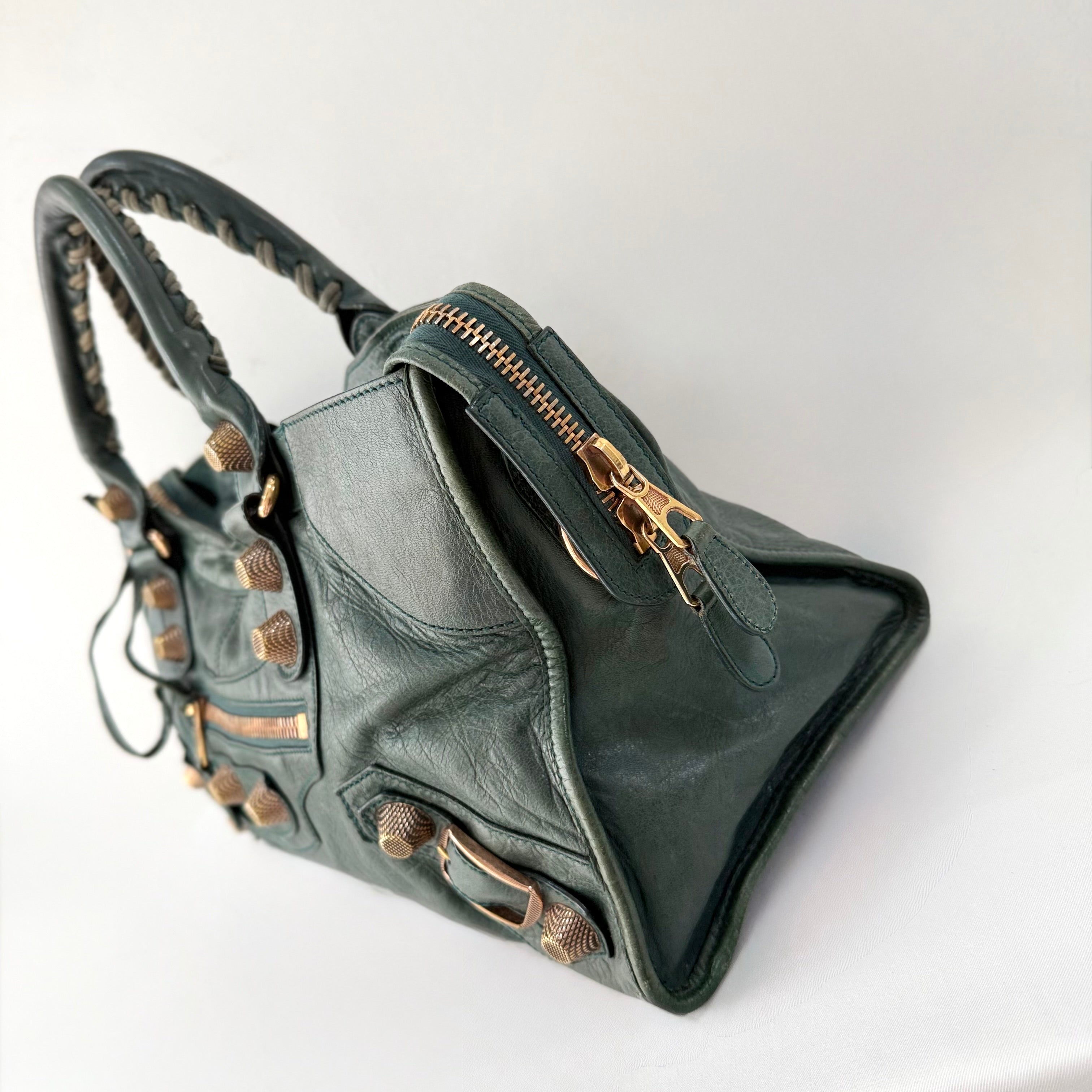 Balenciaga Anthracite Lambskin Leather Giant Rose Gold City Bag