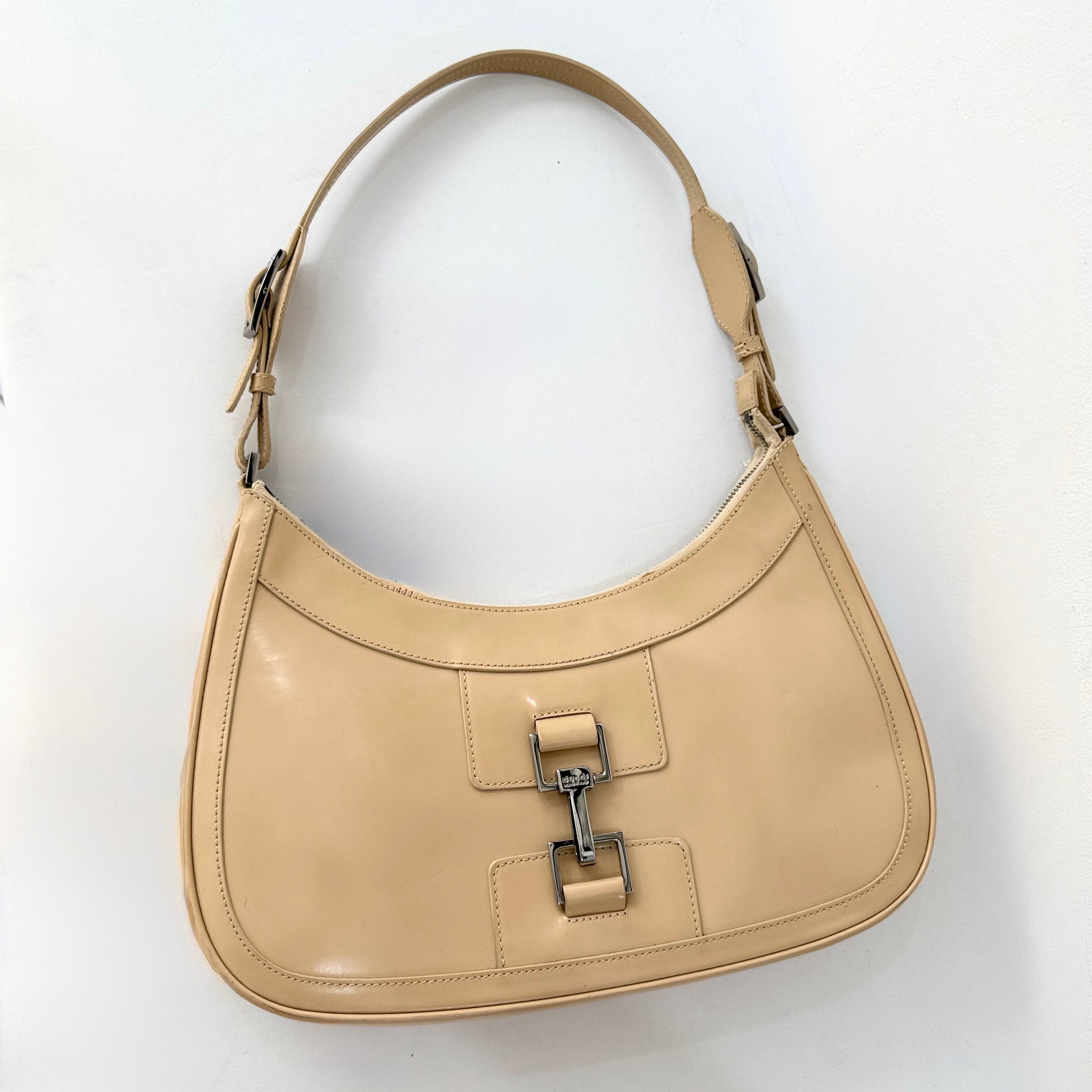 Gucci Beige Patent Leather Jackie Shoulder Bag