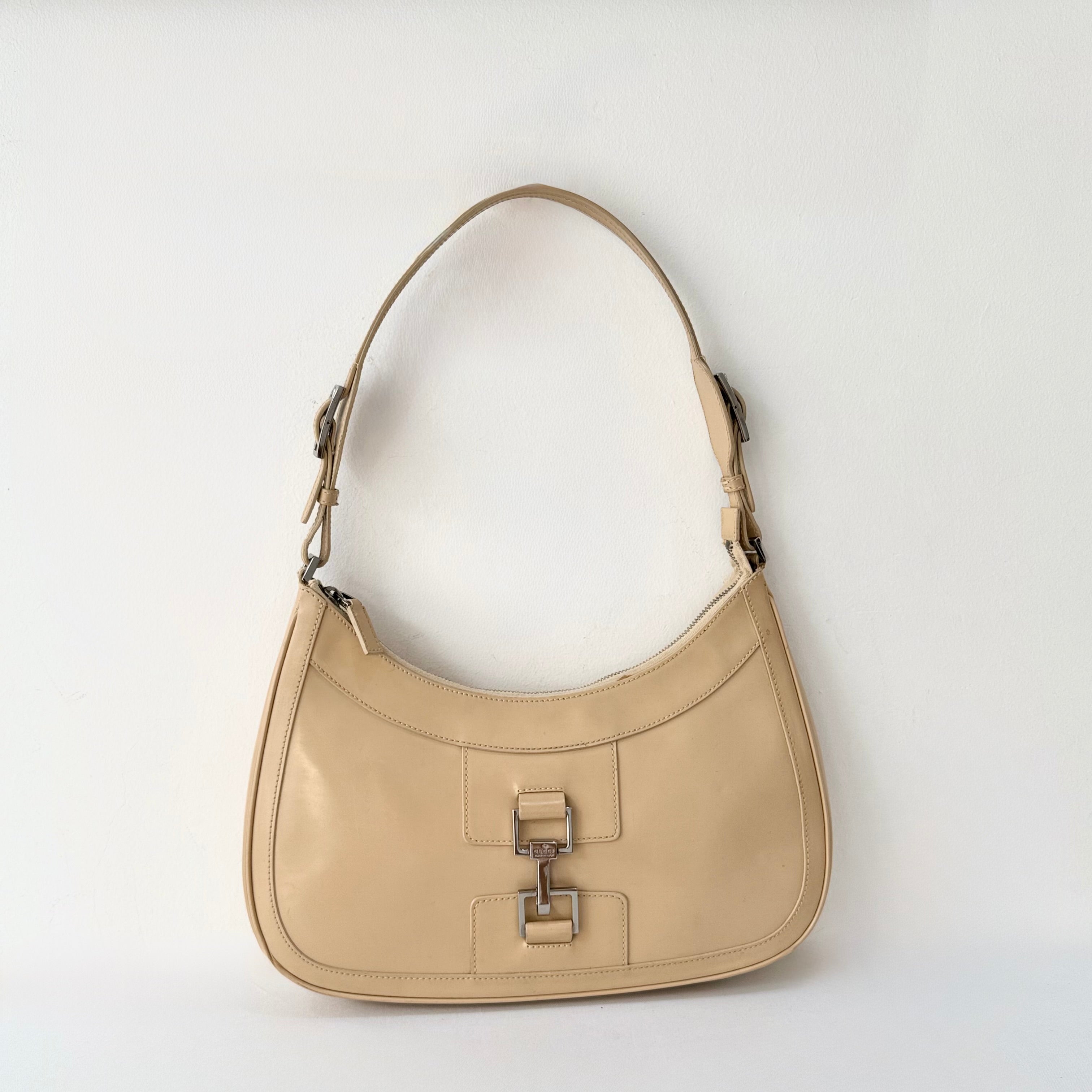 Gucci Beige Patent Leather Jackie Shoulder Bag