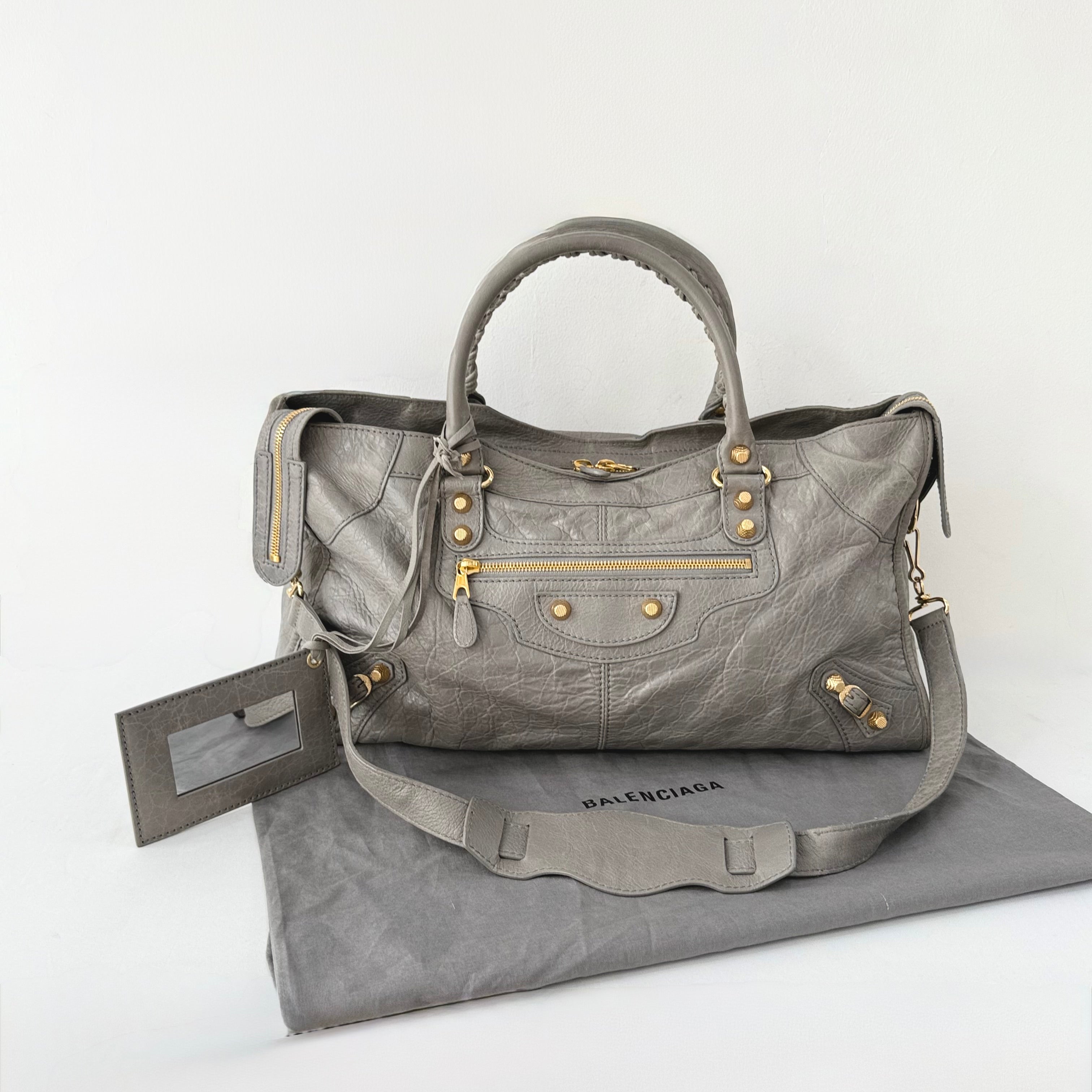 Balenciaga Agneau Giant Gold Hardware Part Time Gris Pyrite