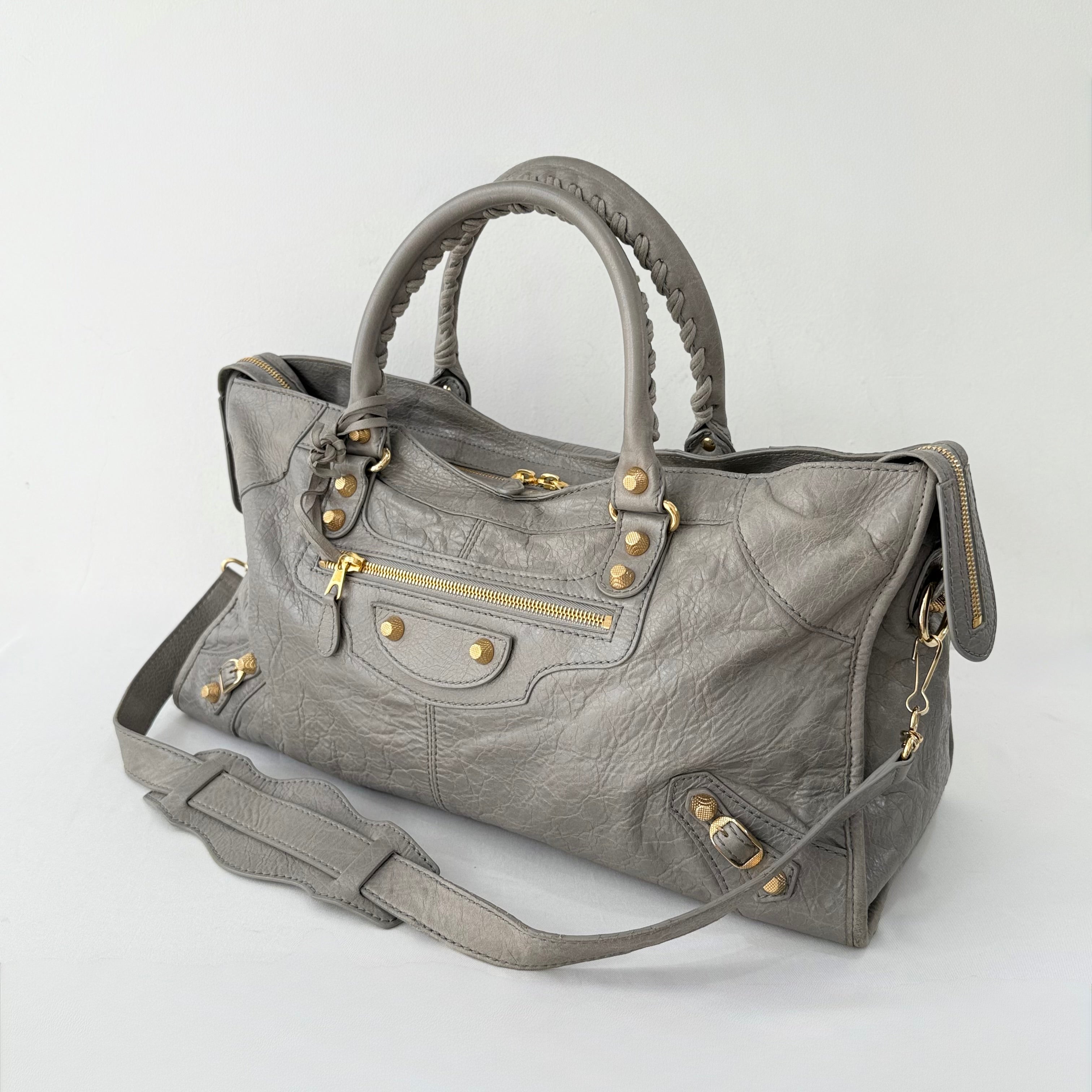 Balenciaga Agneau Giant Gold Hardware Part Time Gris Pyrite