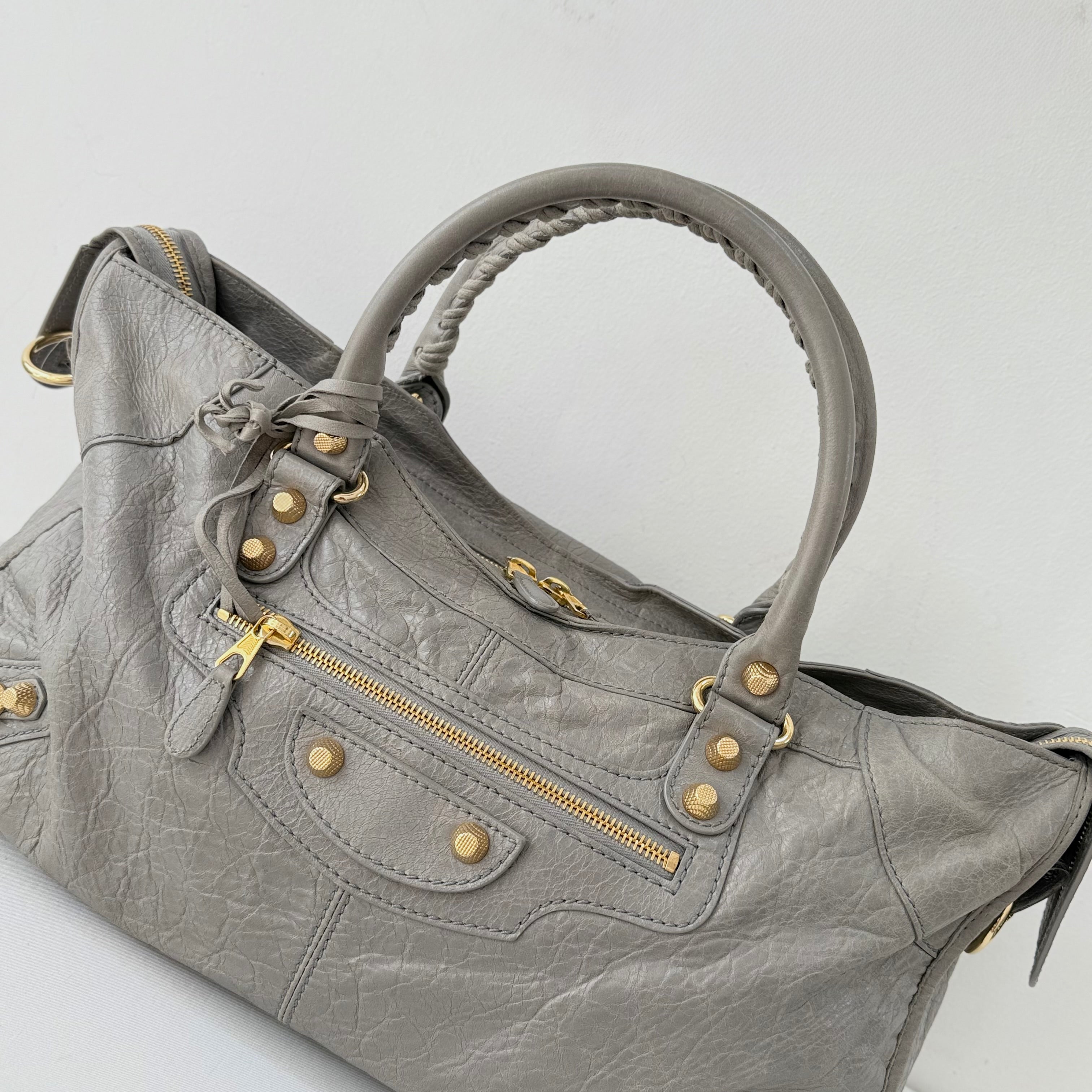 Balenciaga Agneau Giant Gold Hardware Part Time Gris Pyrite