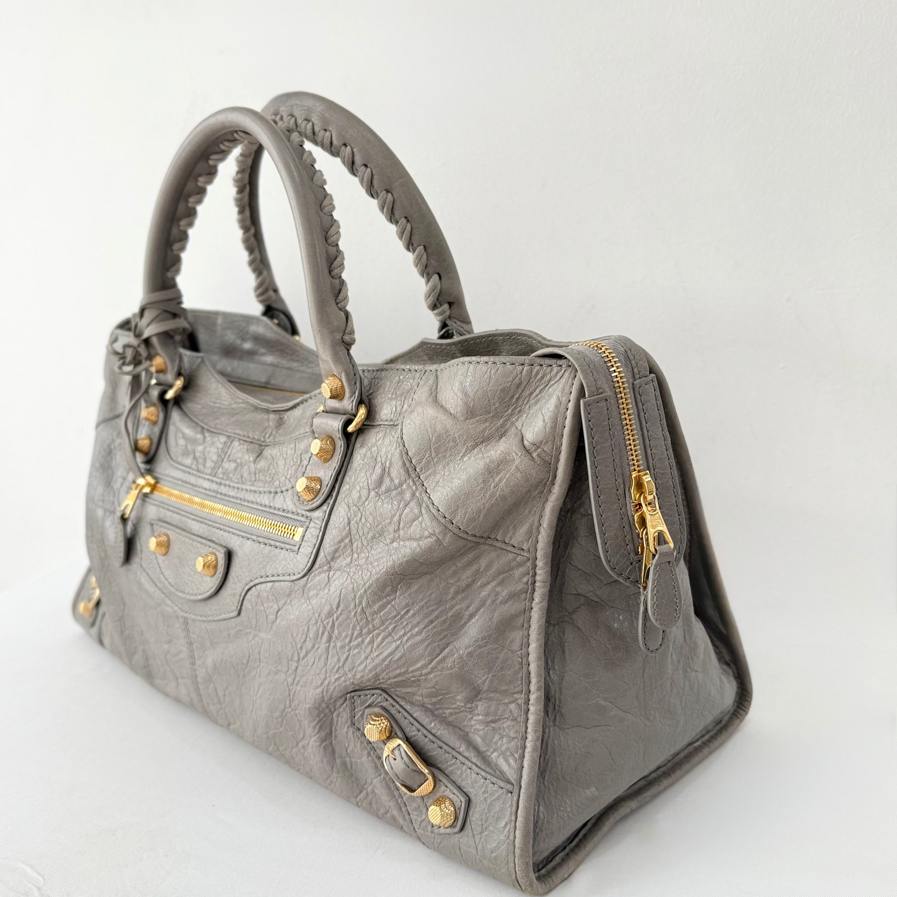 Balenciaga Agneau Giant Gold Hardware Part Time Gris Pyrite