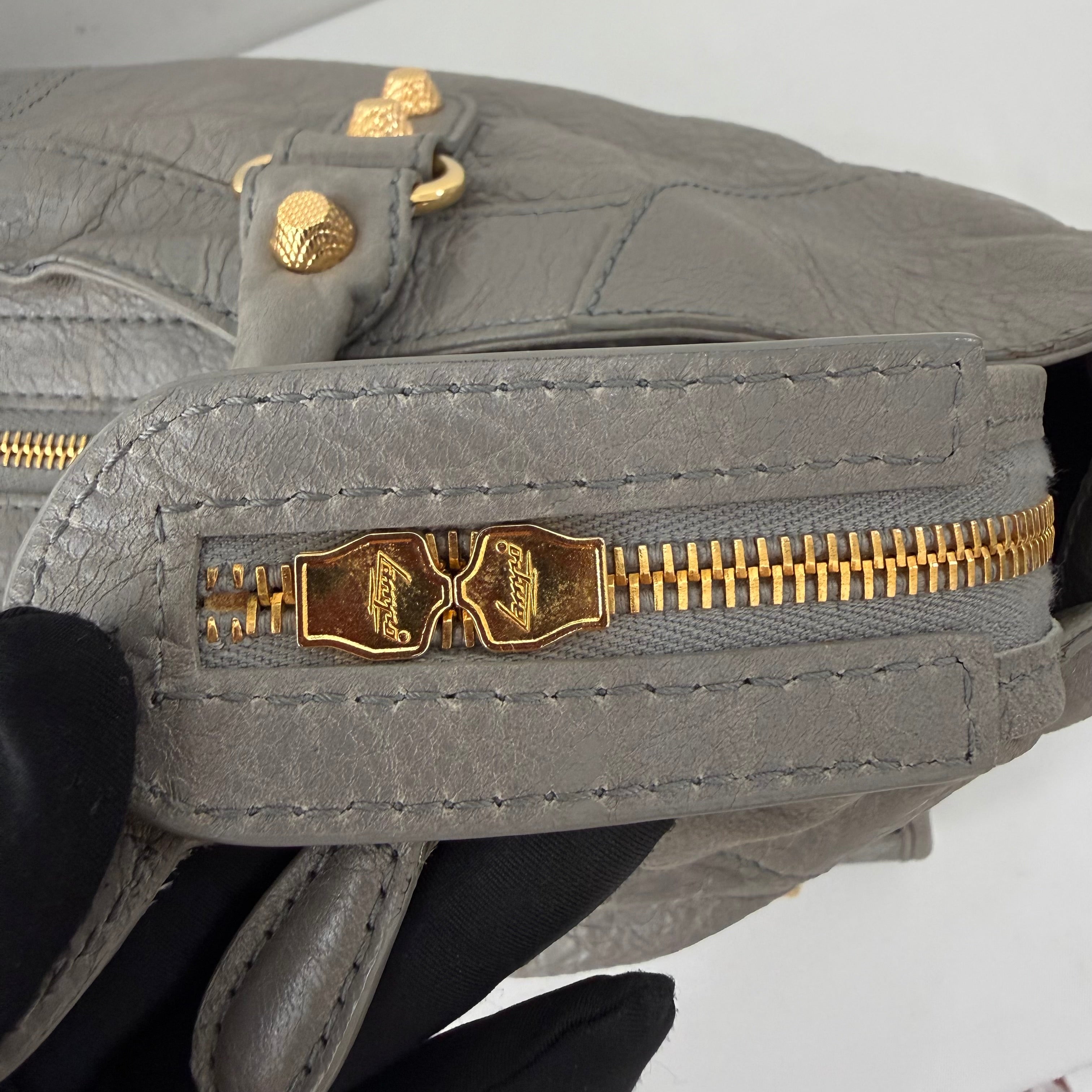 Balenciaga Agneau Giant Gold Hardware Part Time Gris Pyrite