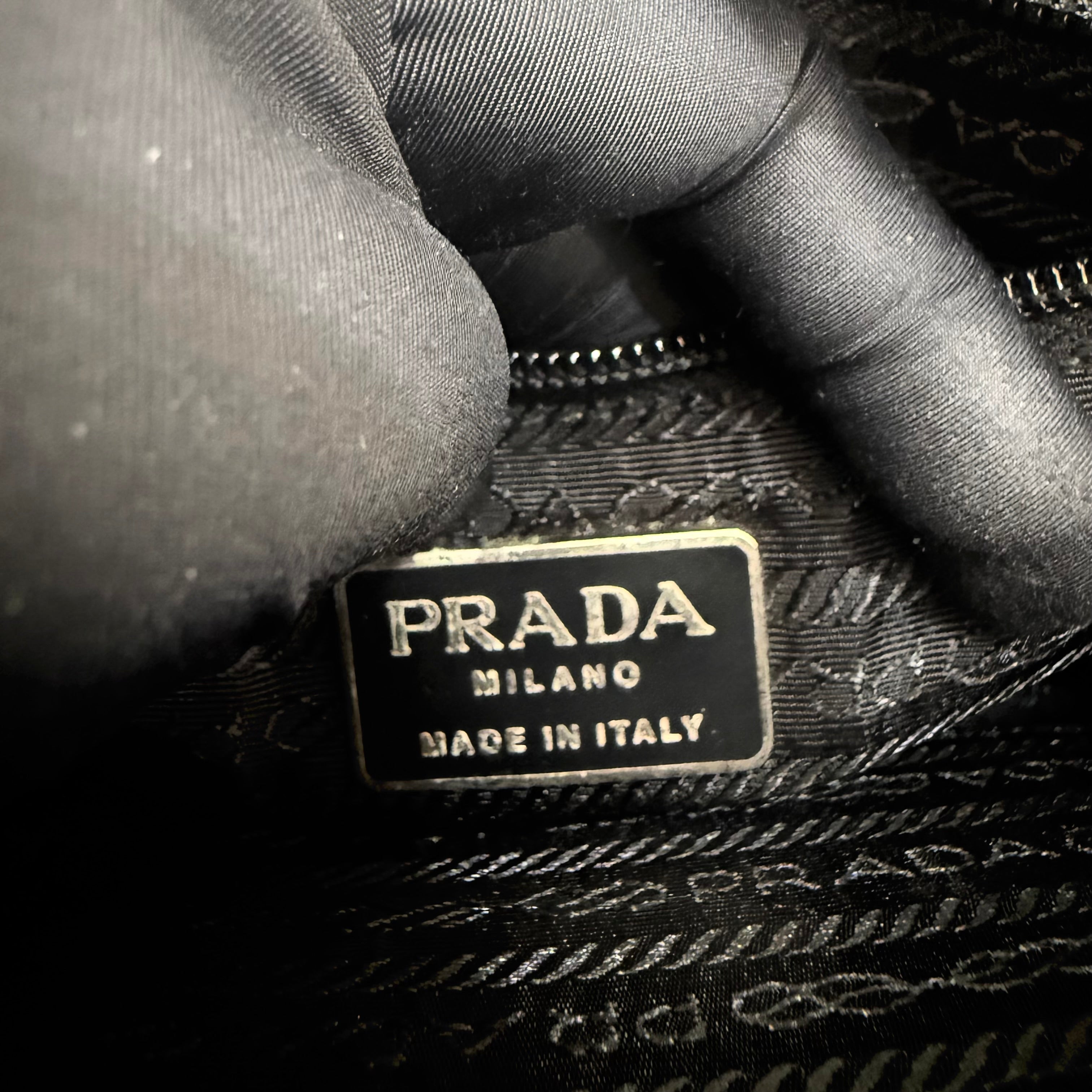 Prada Spazzolato Logo Print Bag Black