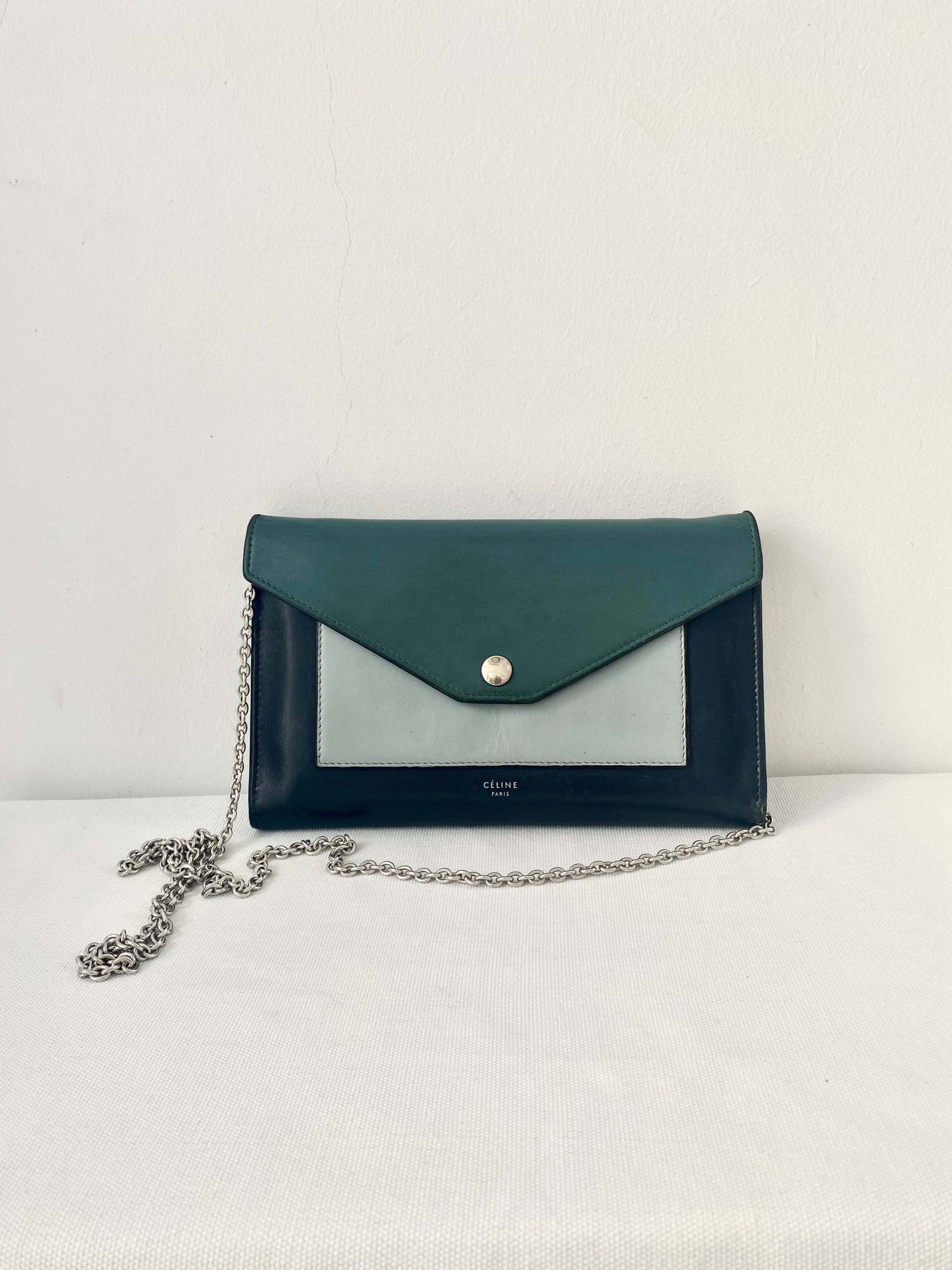 Celine Leather Pocket Envelope Flap Bag