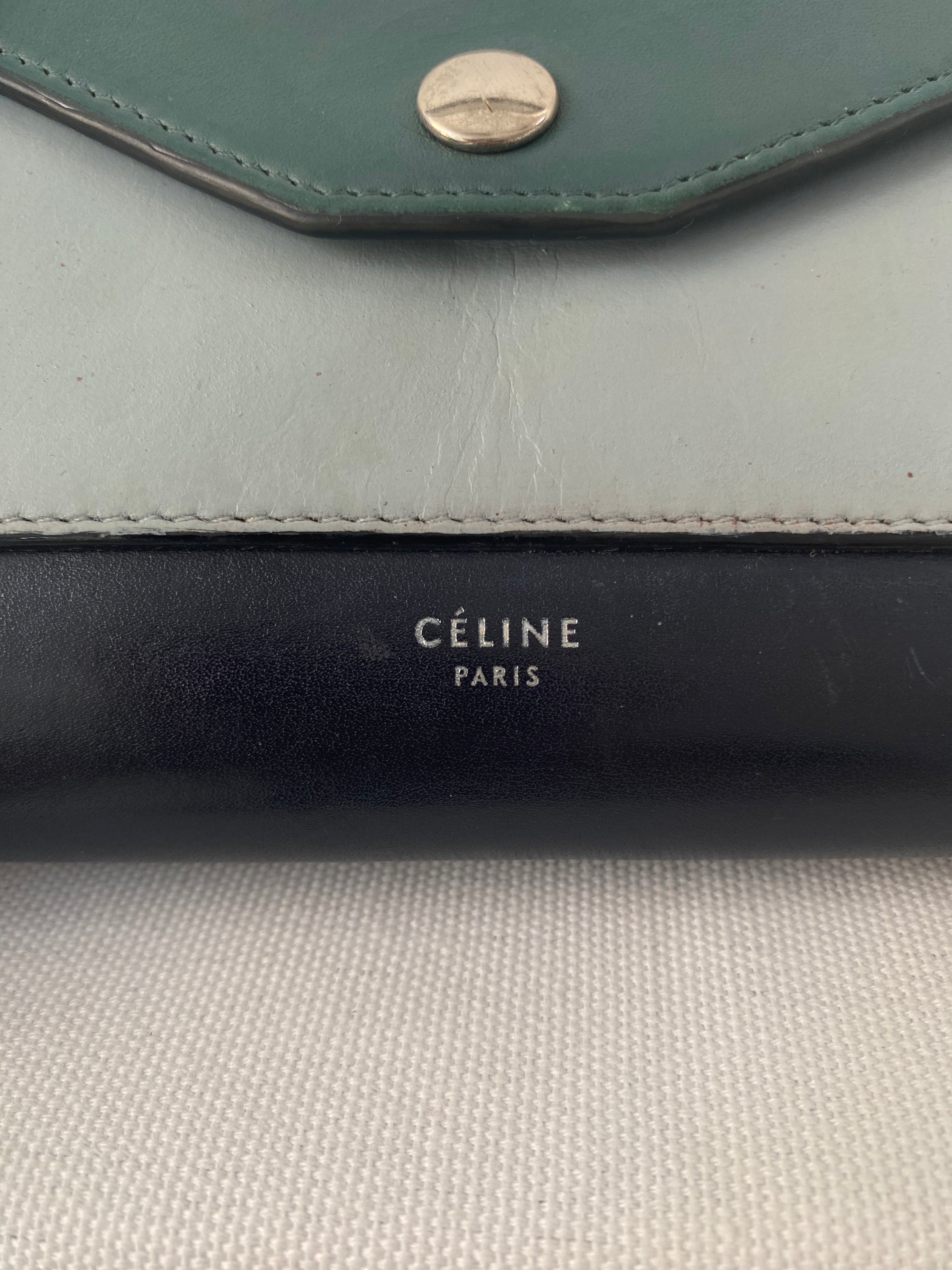 Celine Leather Pocket Envelope Flap Bag