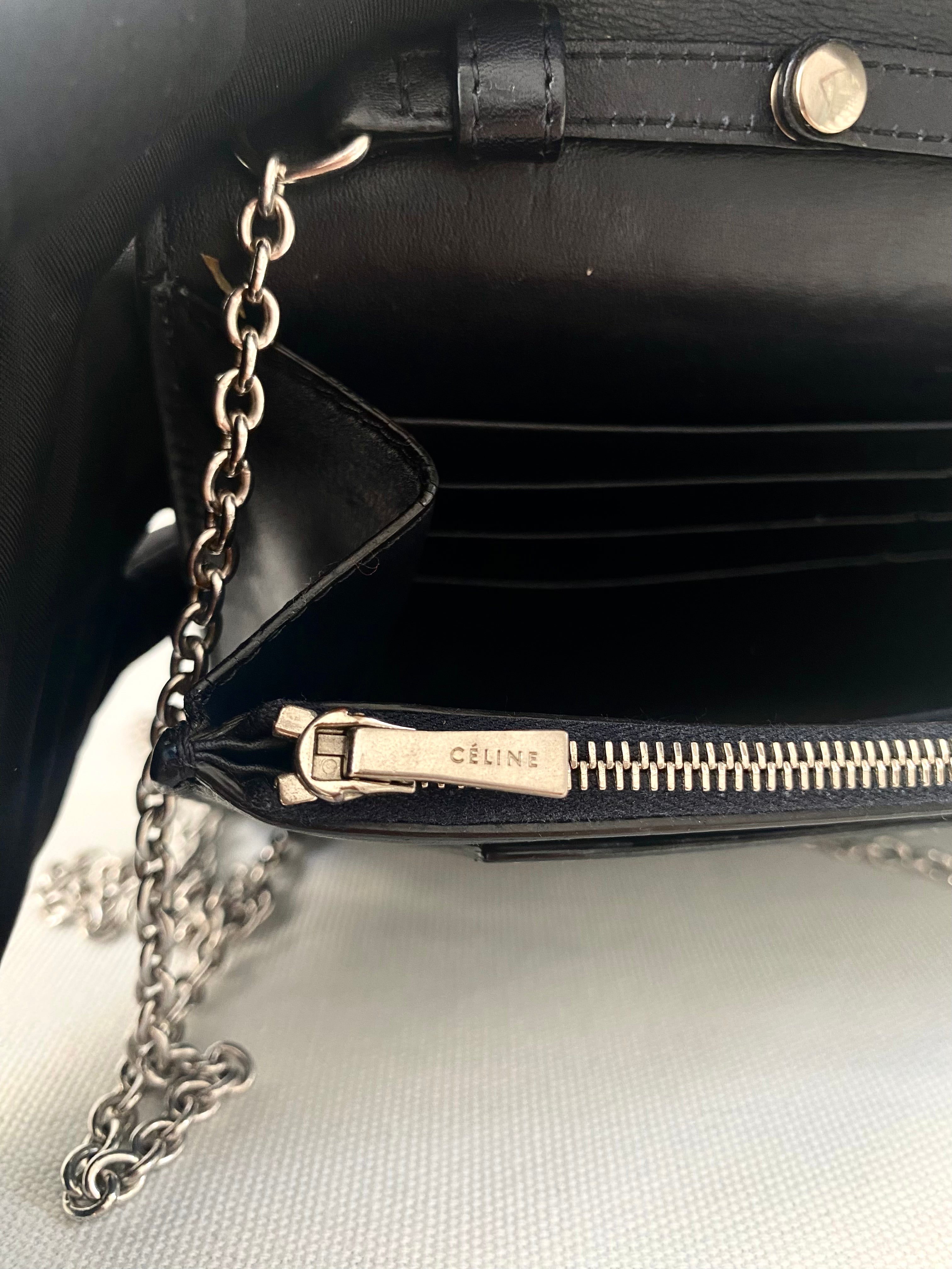 Celine Leather Pocket Envelope Flap Bag