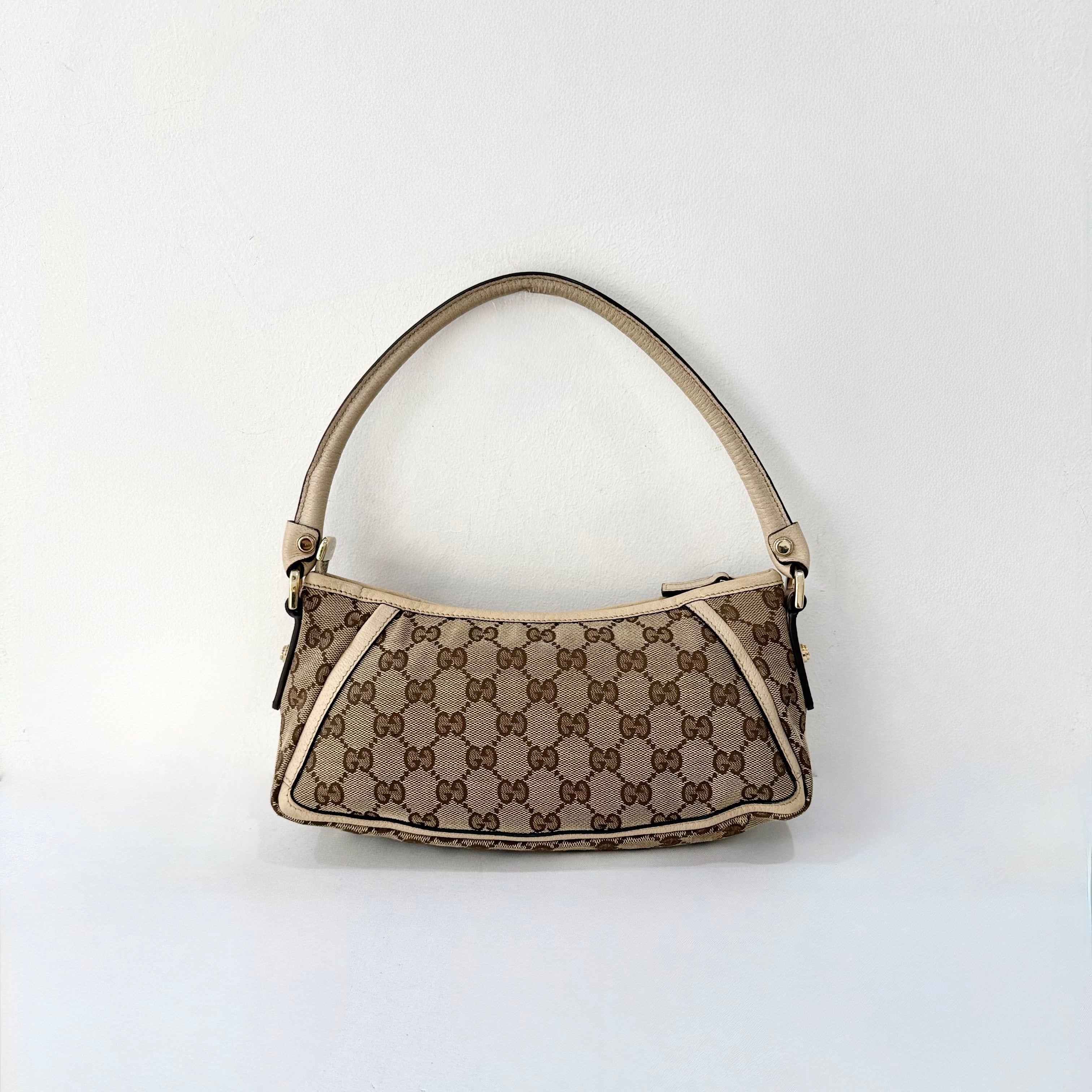 Gucci Beige GG Canvas Abbey D-Ring Pochette