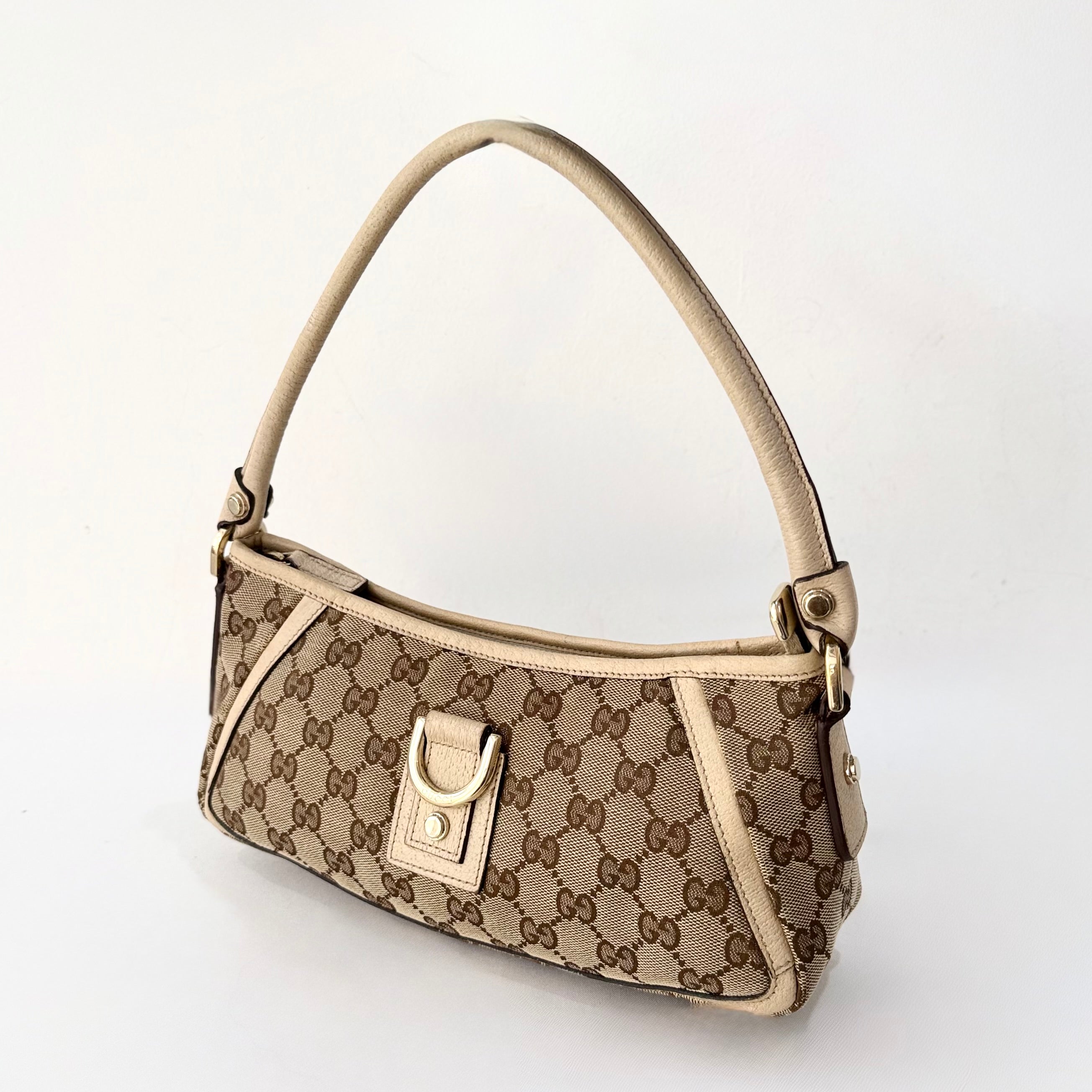 Gucci Beige GG Canvas Abbey D-Ring Pochette