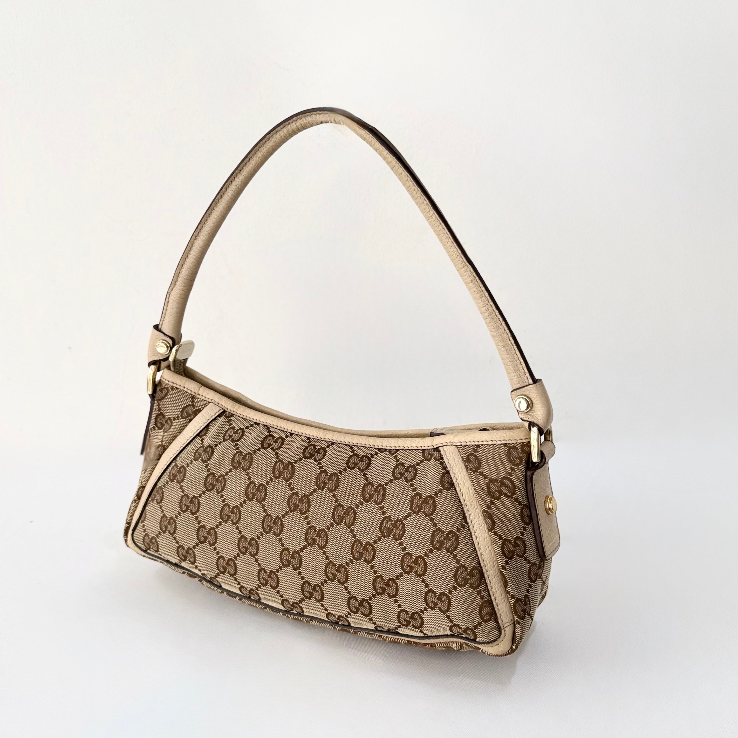 Gucci Beige GG Canvas Abbey D-Ring Pochette