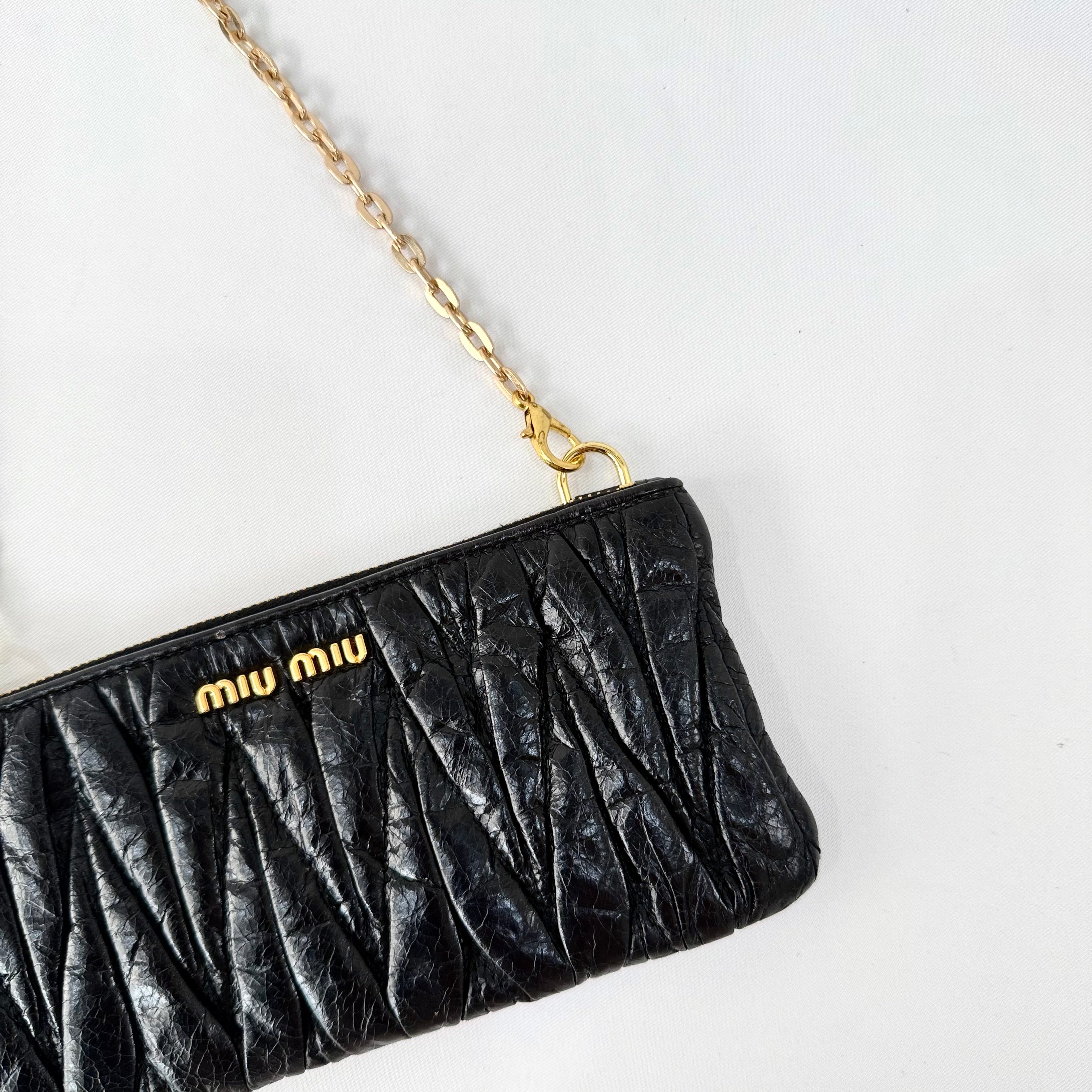 Miu Miu Matelasse Black Pouch