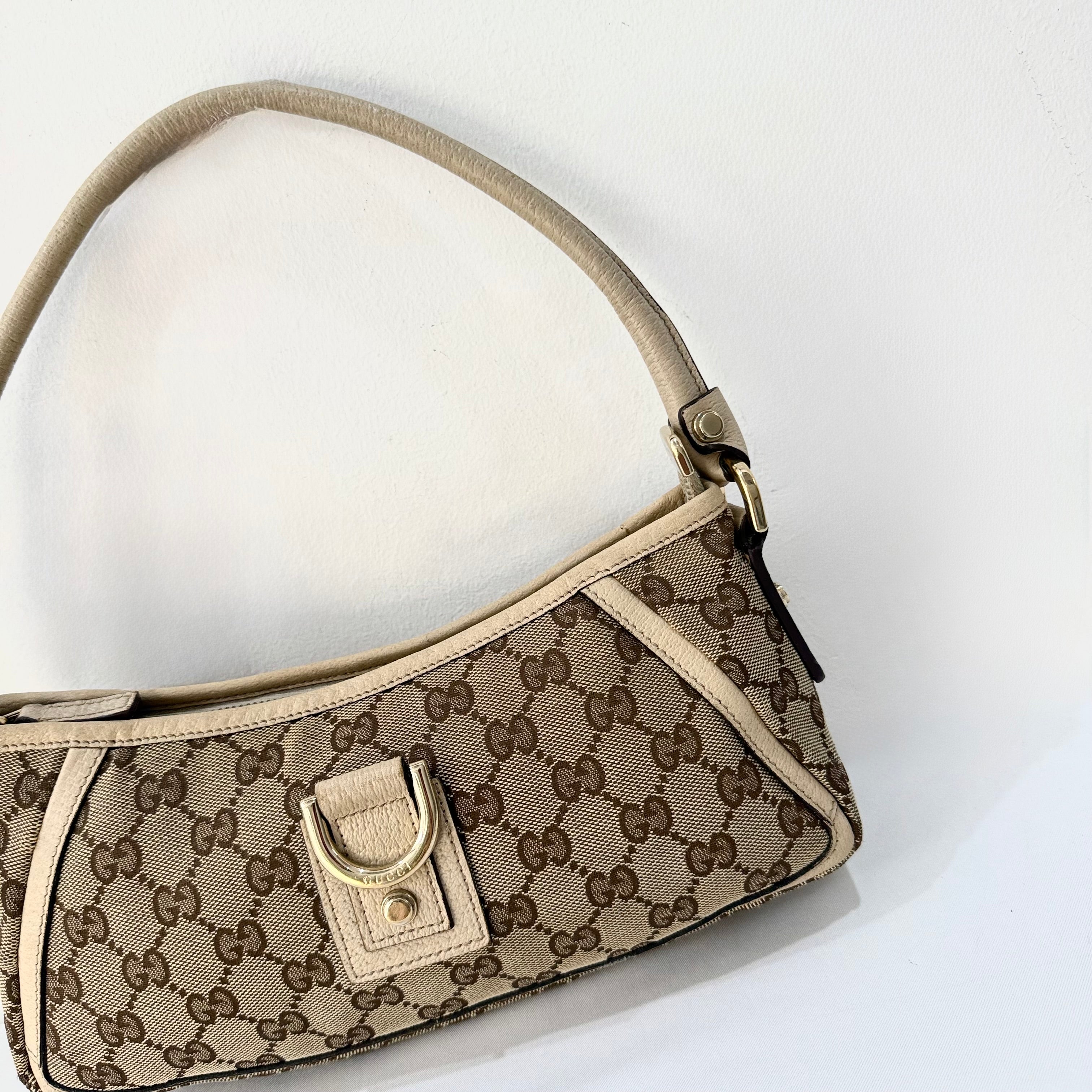 Gucci Beige GG Canvas Abbey D-Ring Pochette