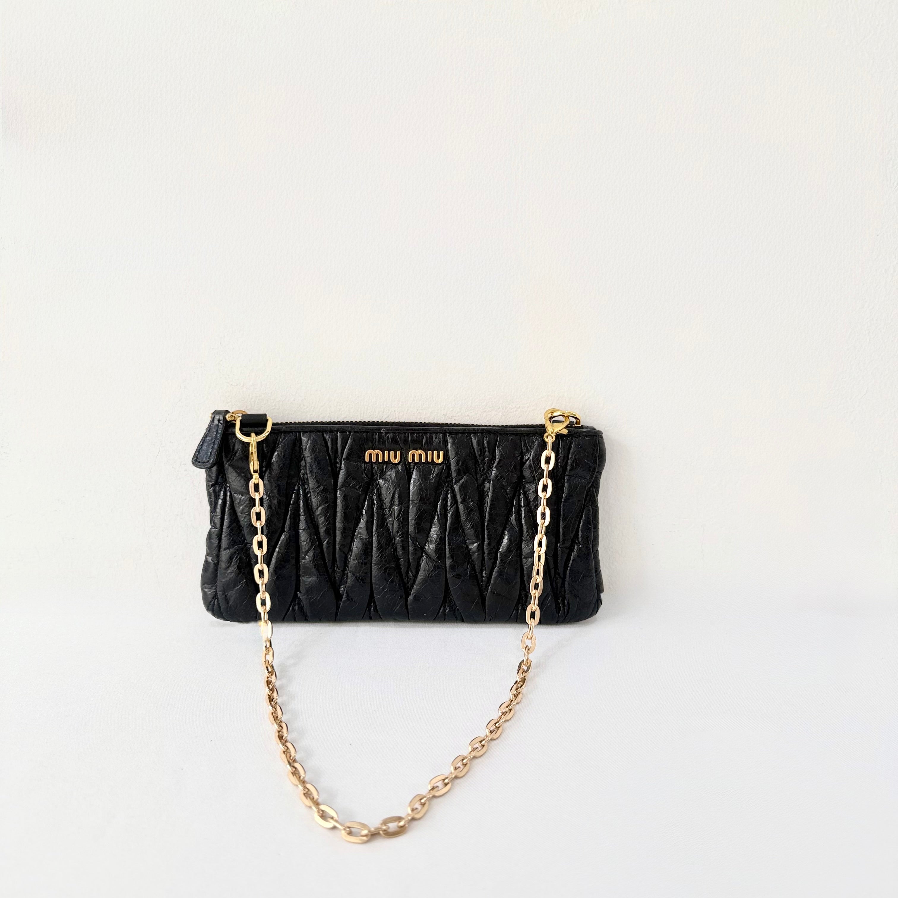 Miu Miu Matelasse Black Pouch
