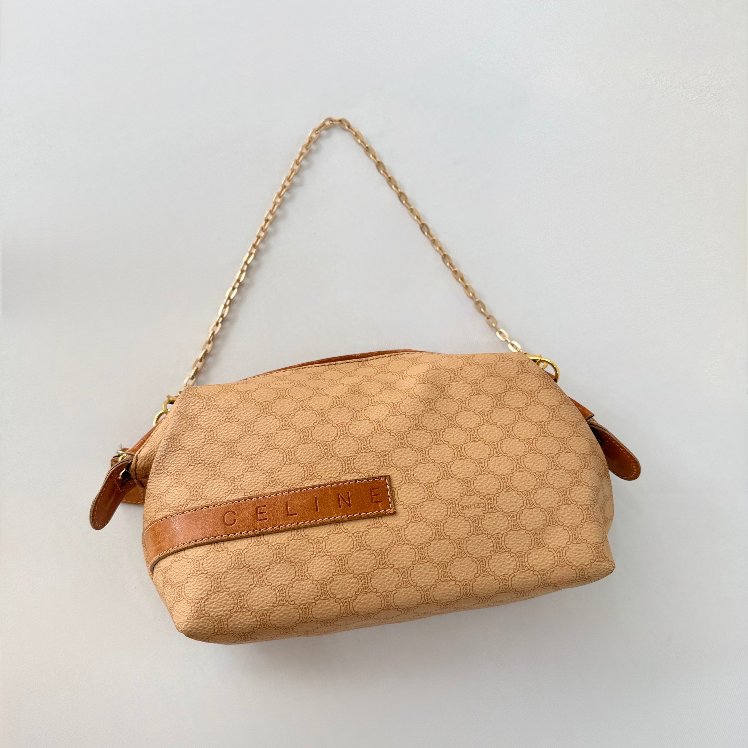 CELINE Macadam Beige Canvas Pouch