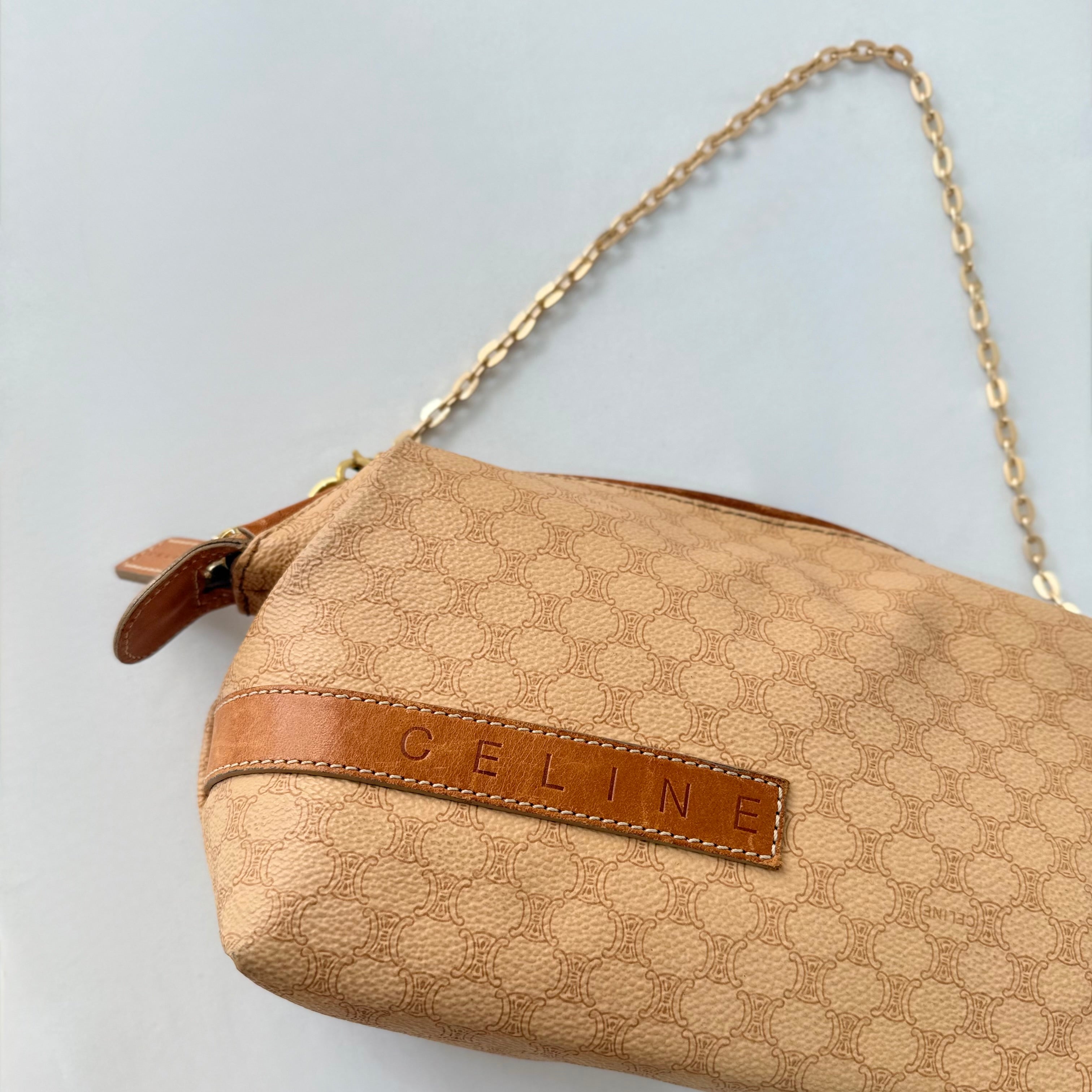 CELINE Macadam Beige Canvas Pouch