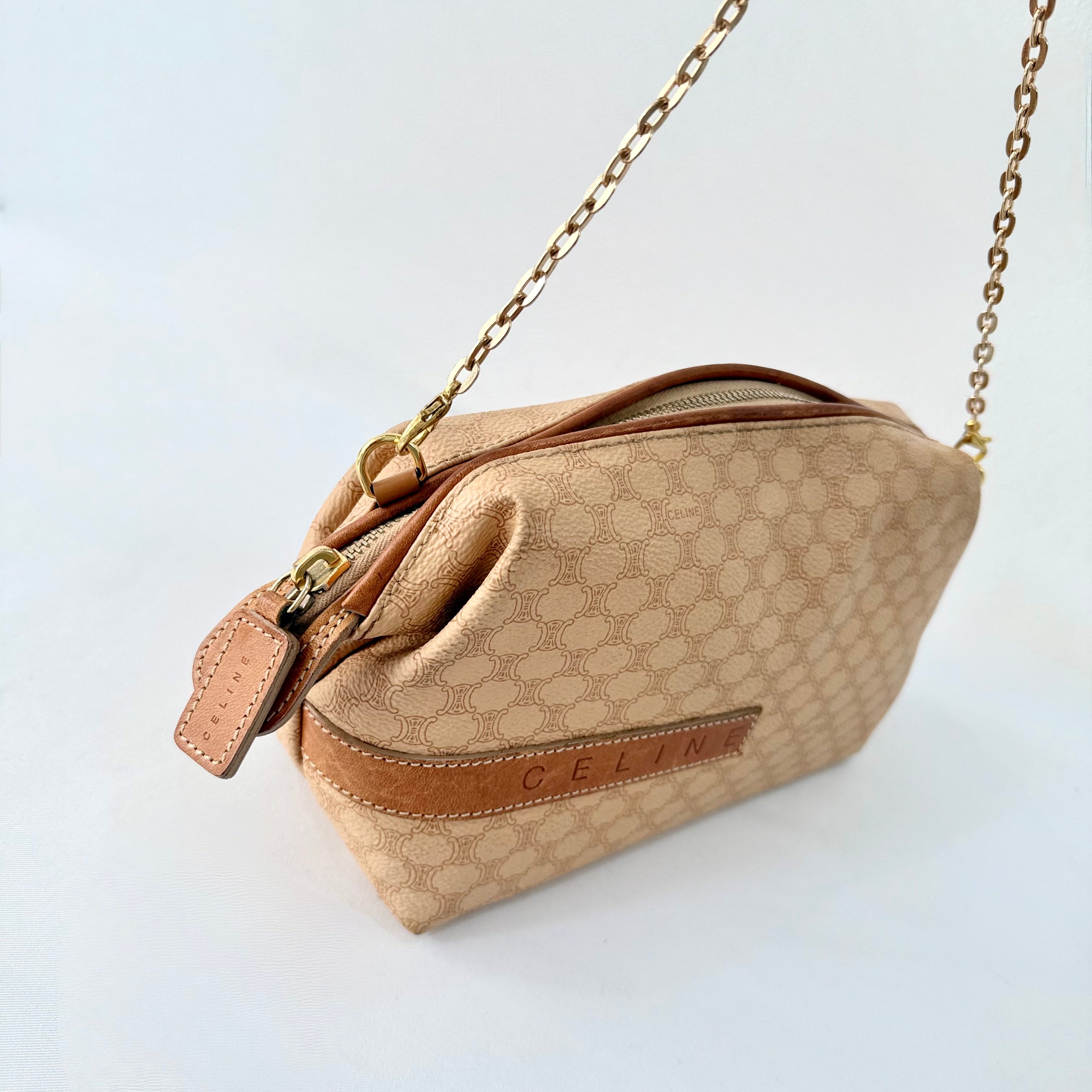 CELINE Macadam Beige Canvas Pouch