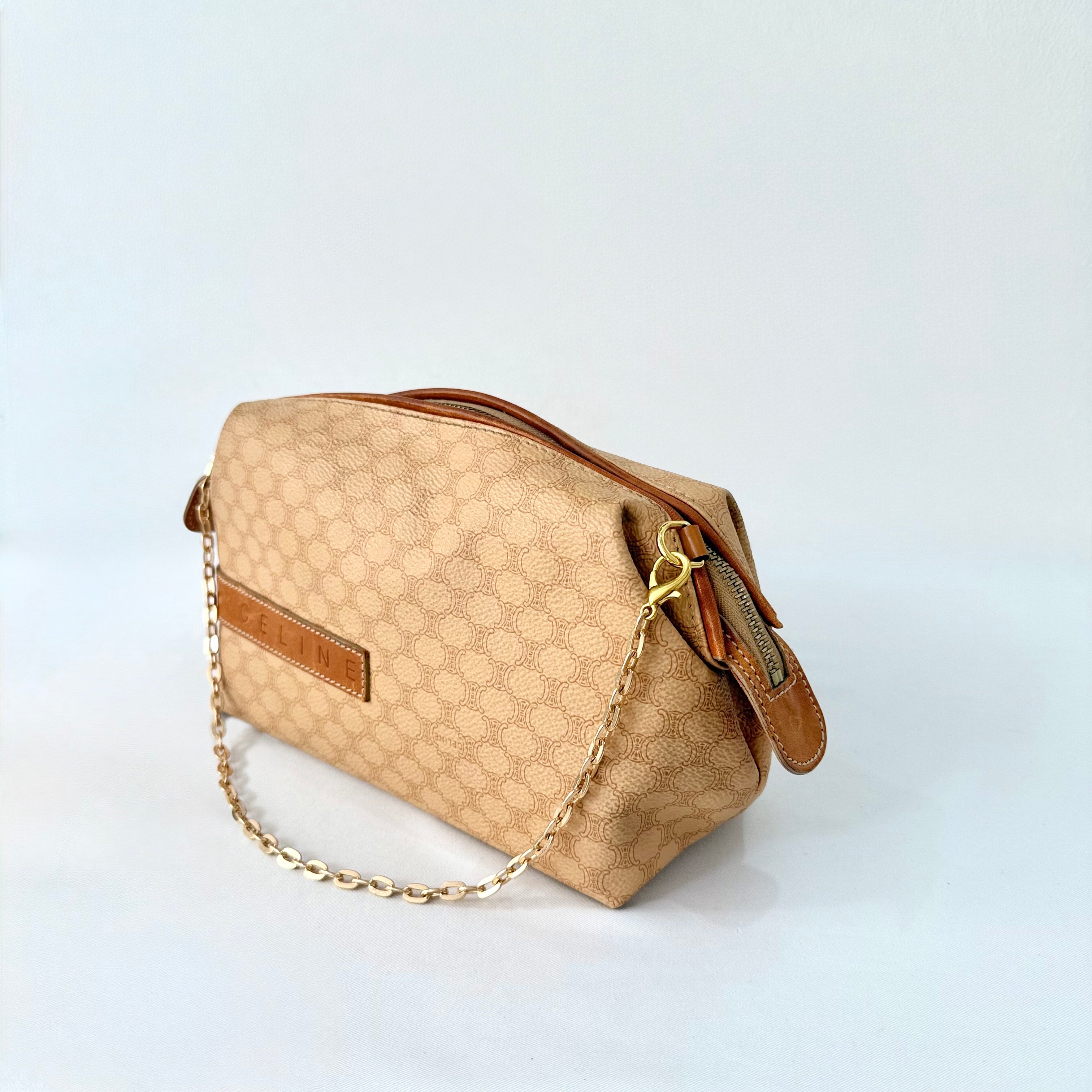 CELINE Macadam Beige Canvas Pouch