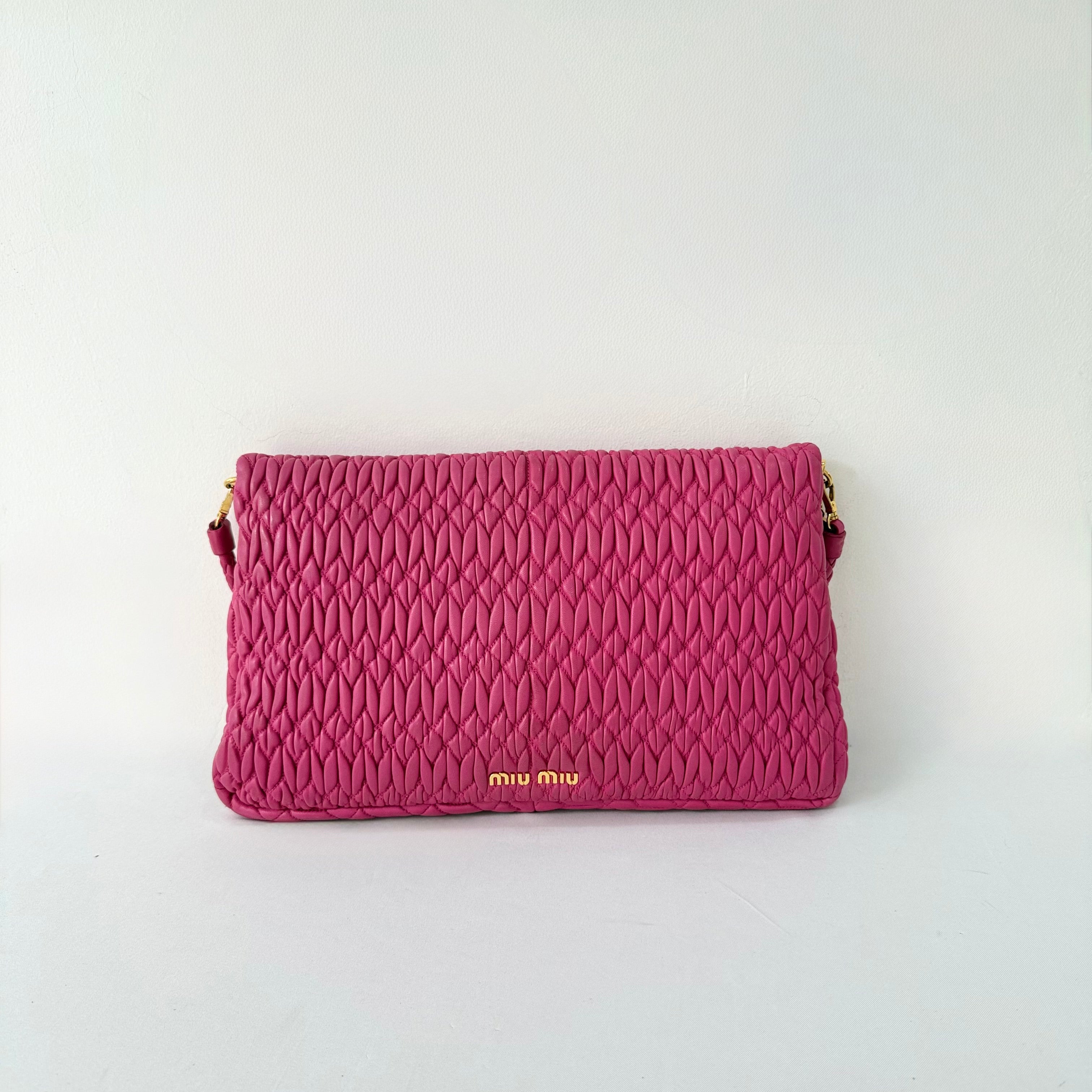 Miu Miu Matelasse Nappa Crystal Chain satchel