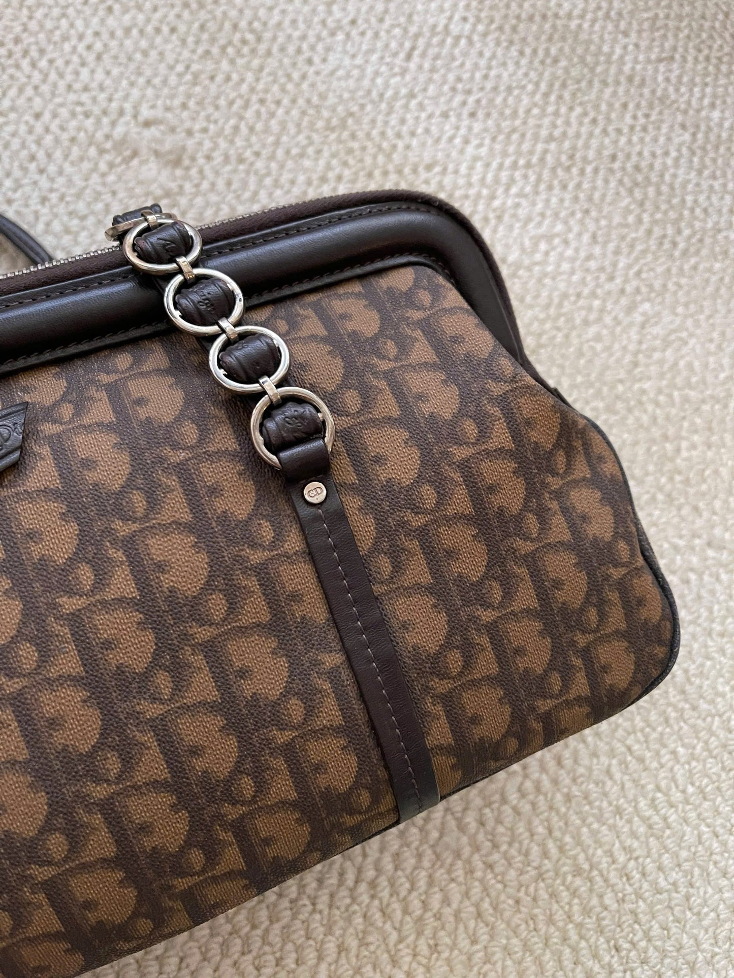 Dior Romantique Brown Trotter Ribbon Handbag