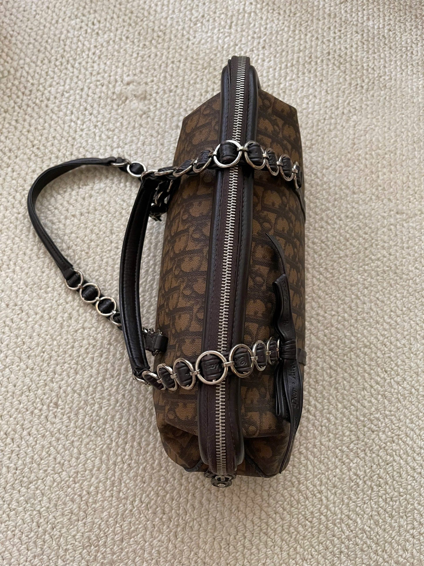 Dior Romantique Brown Trotter Ribbon Handbag