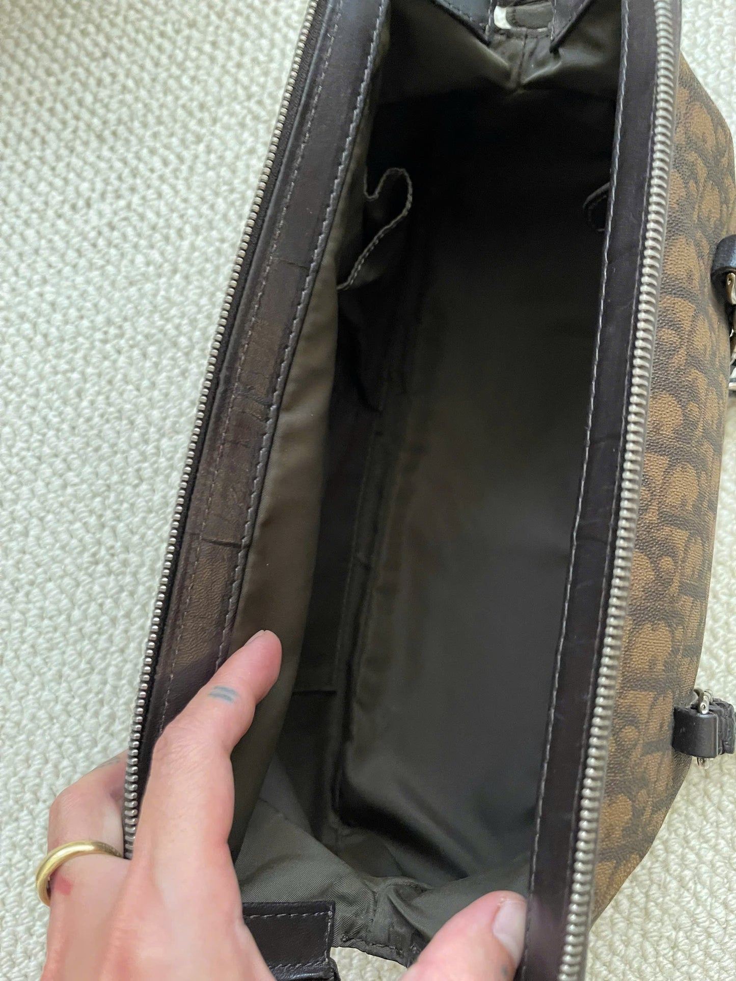 Dior Romantique Brown Trotter Ribbon Handbag