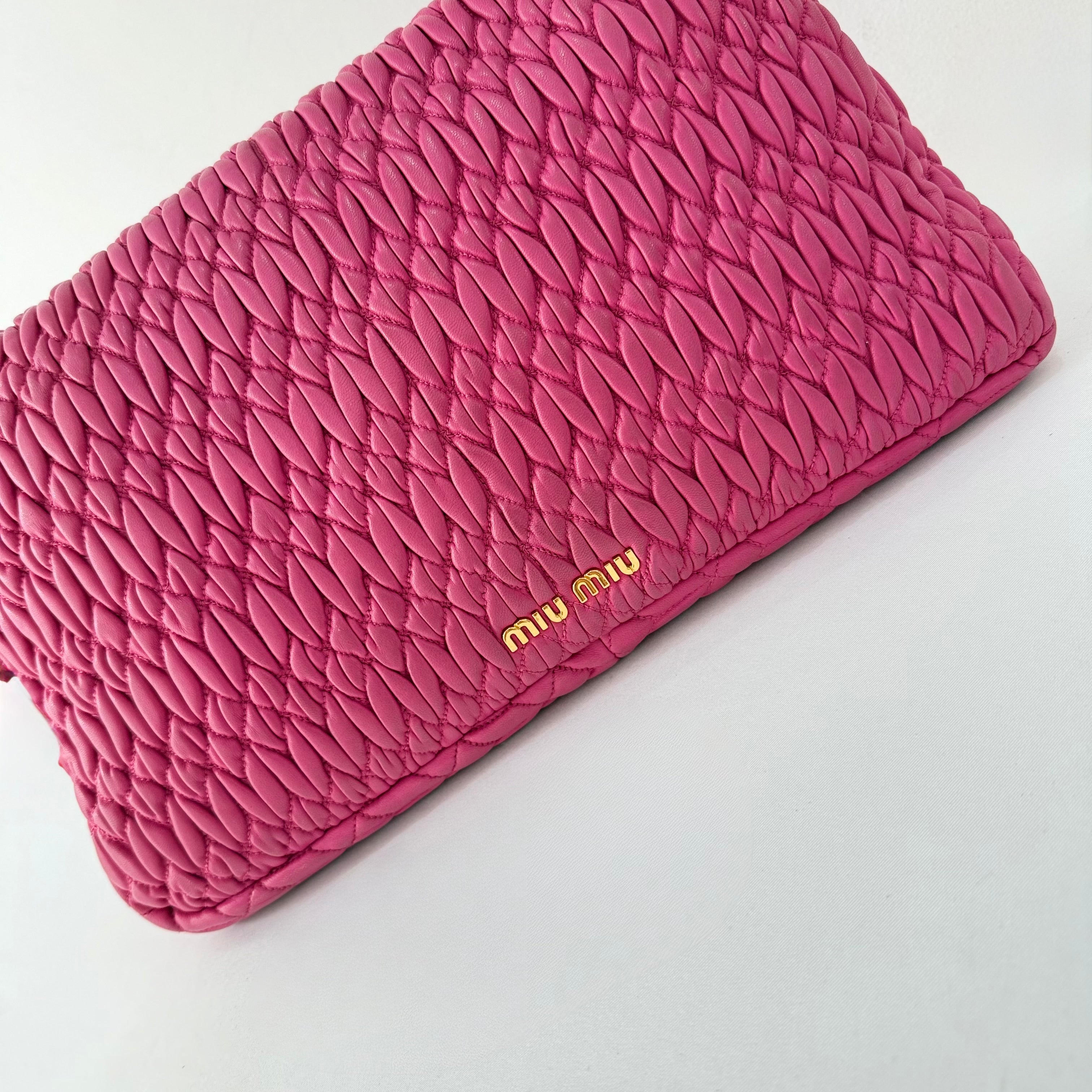 Miu Miu Matelasse Nappa Crystal Chain satchel