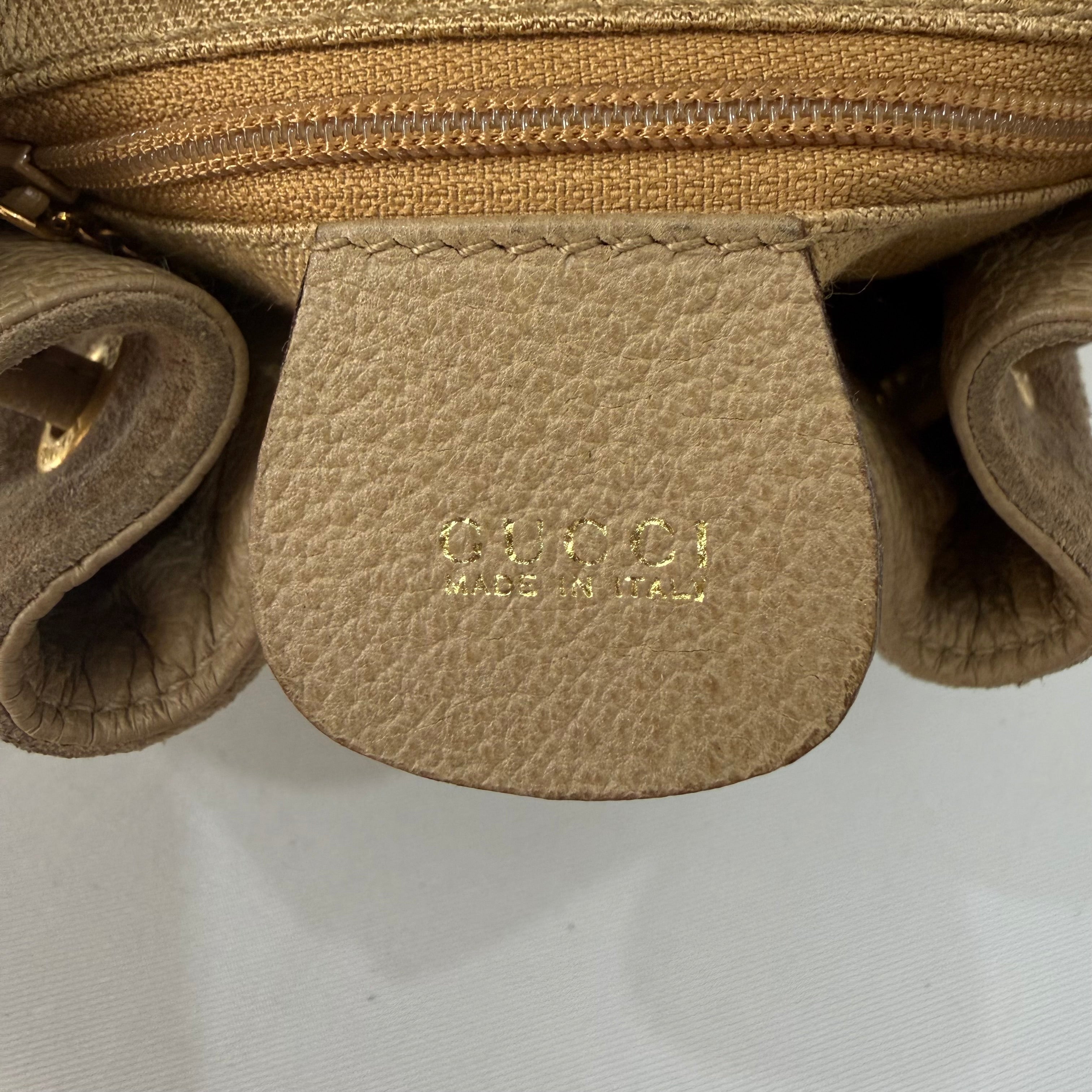 GUCCI Bamboo Backpack Suede Brown