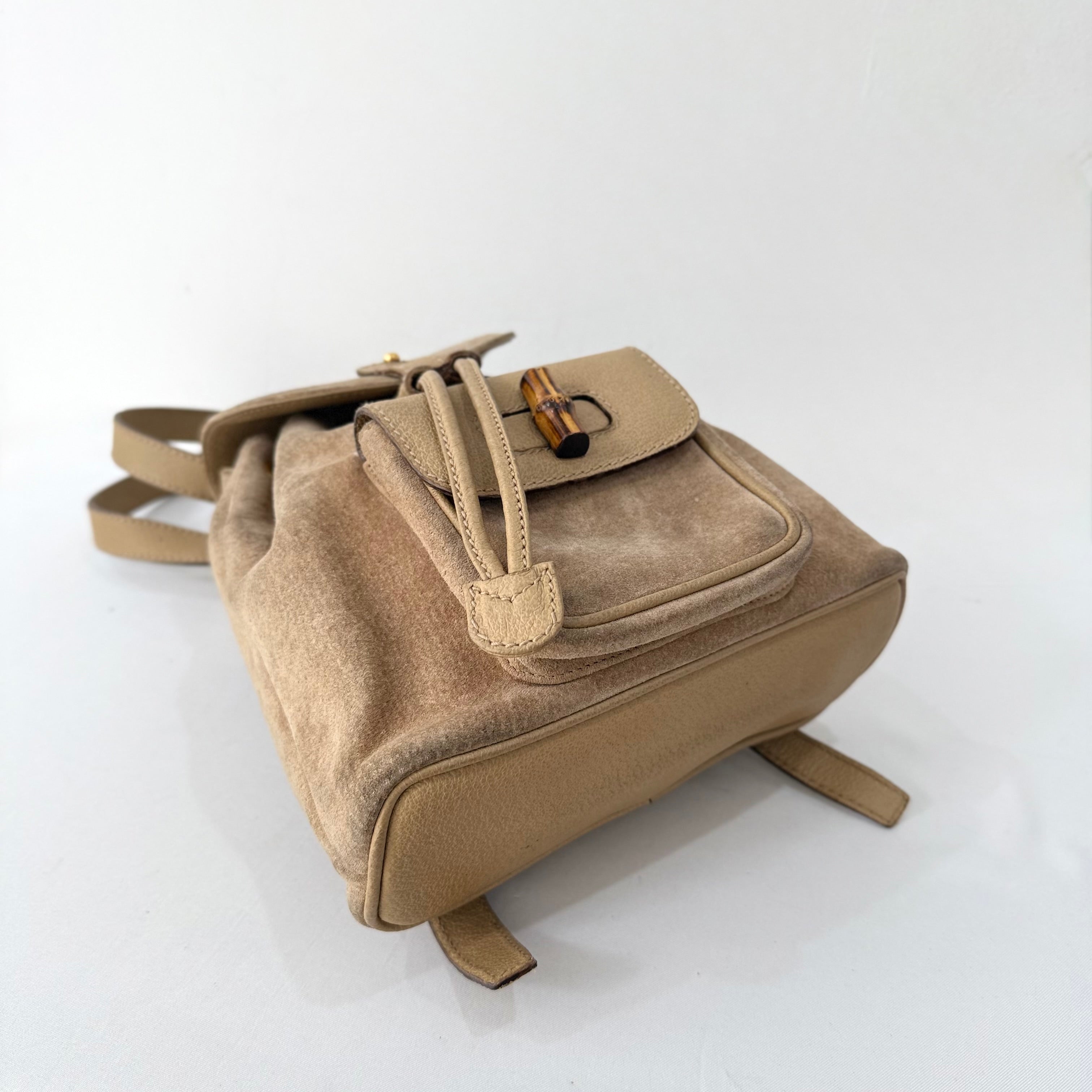 GUCCI Bamboo Backpack Suede Brown