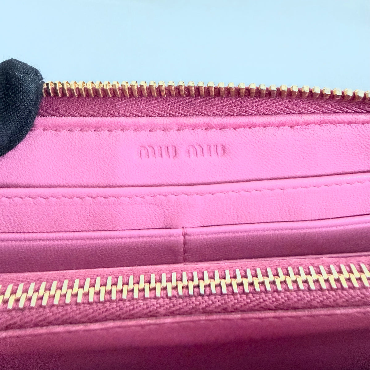 Miu Miu Pink Matelasse Leather Wallet Round Zipper