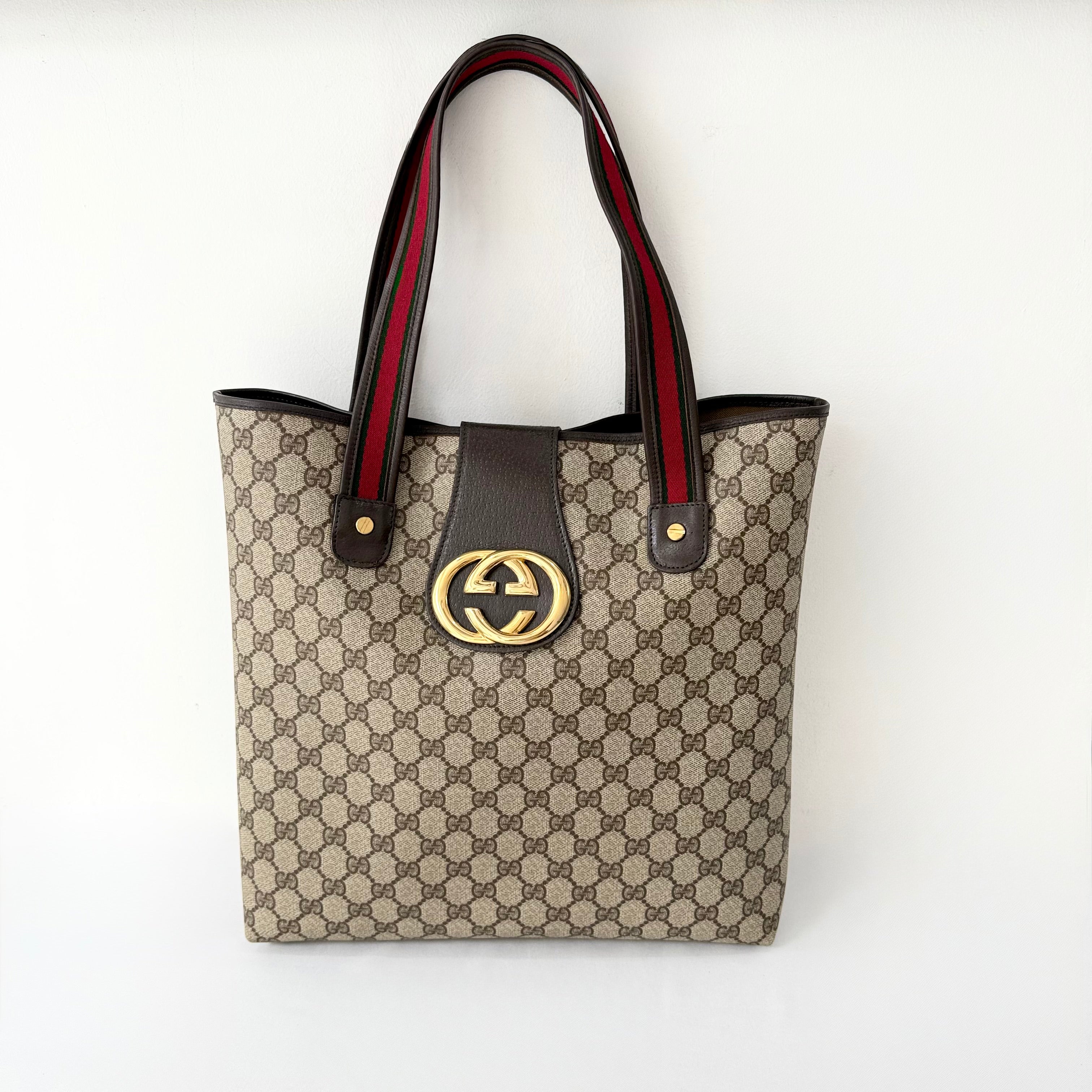 Gucci GG Supreme Tote Bag Brown