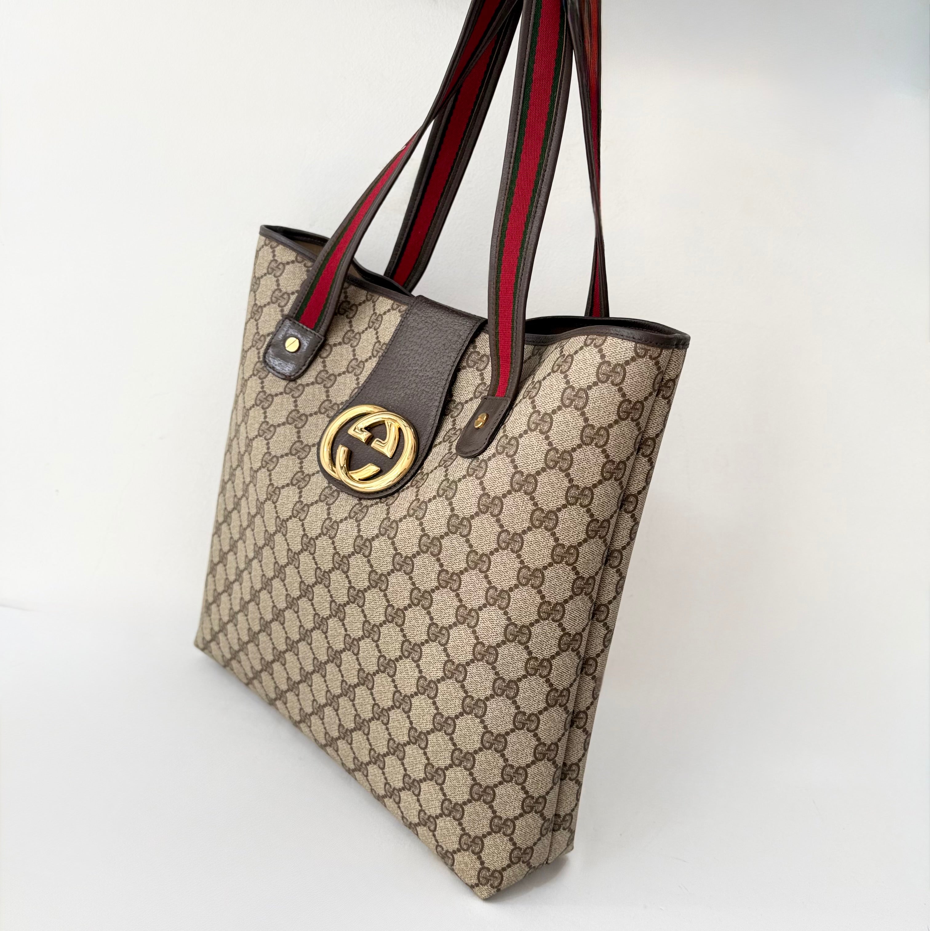 Gucci GG Supreme Tote Bag Brown