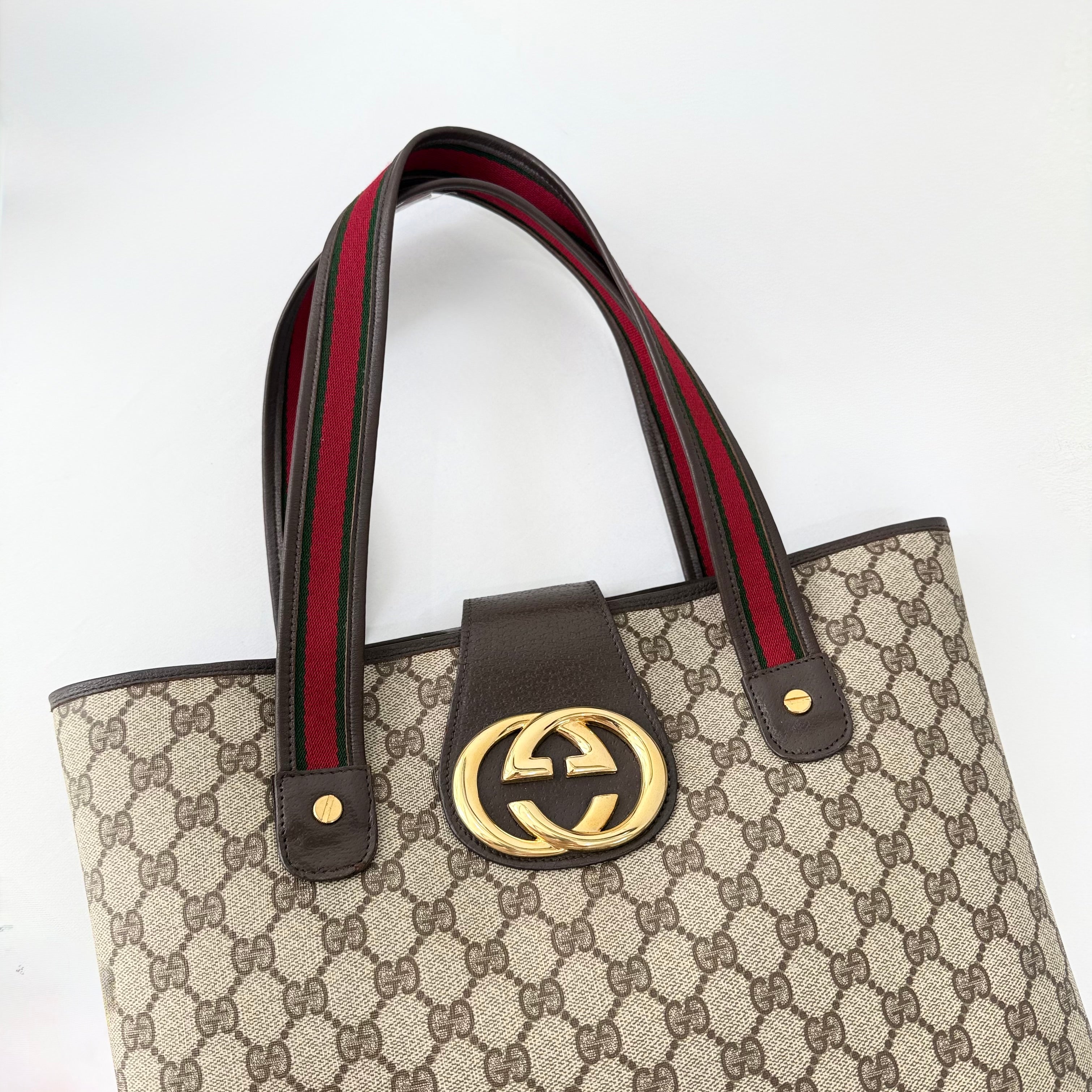 Gucci GG Supreme Tote Bag Brown