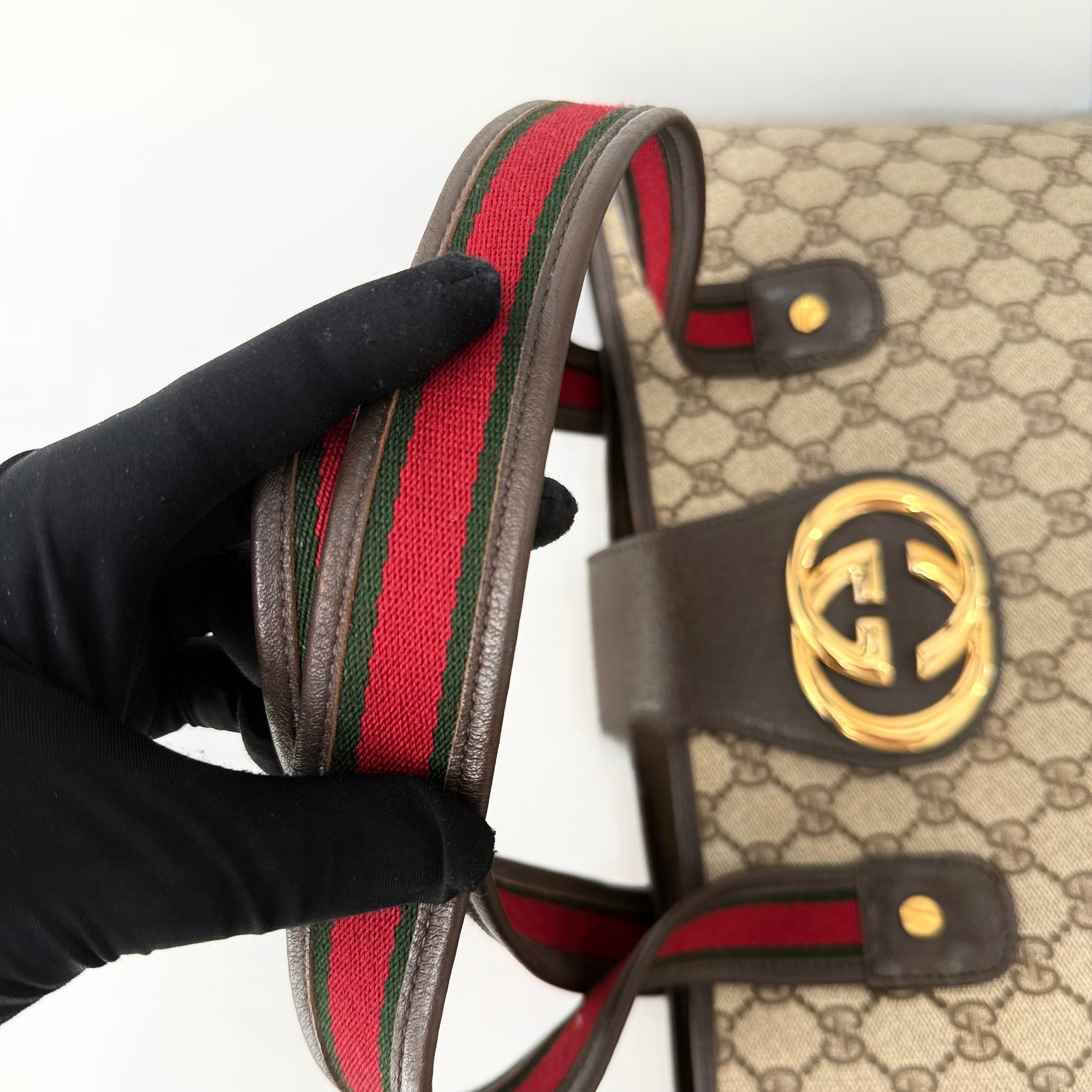 Gucci GG Supreme Tote Bag Brown