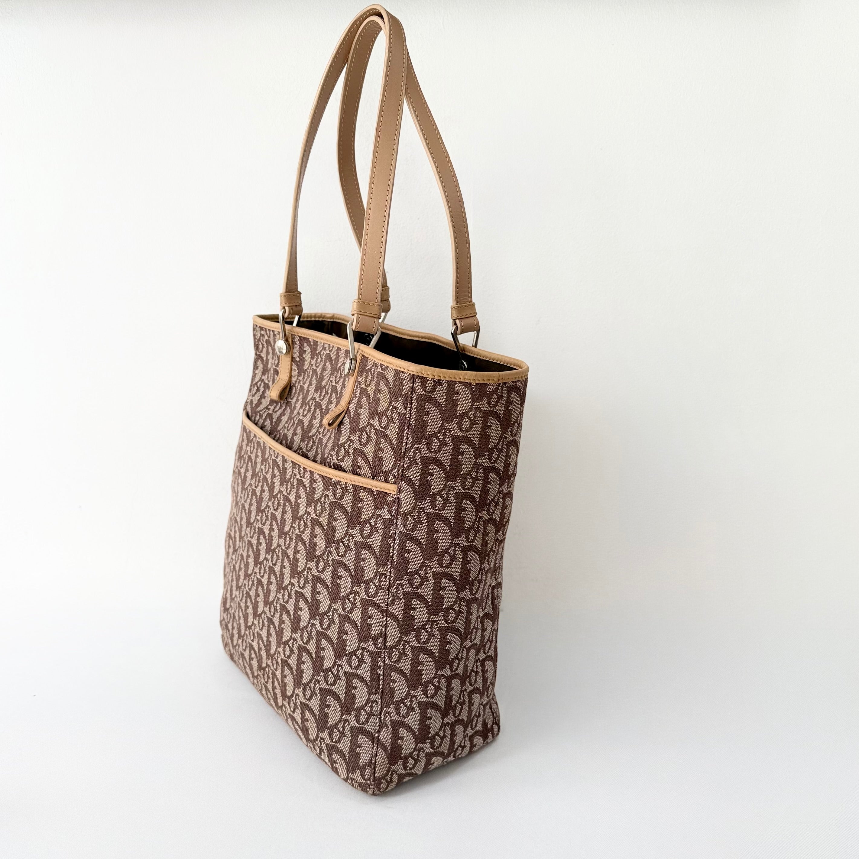Christian Dior Trotter Brown Canvas Tote Bag