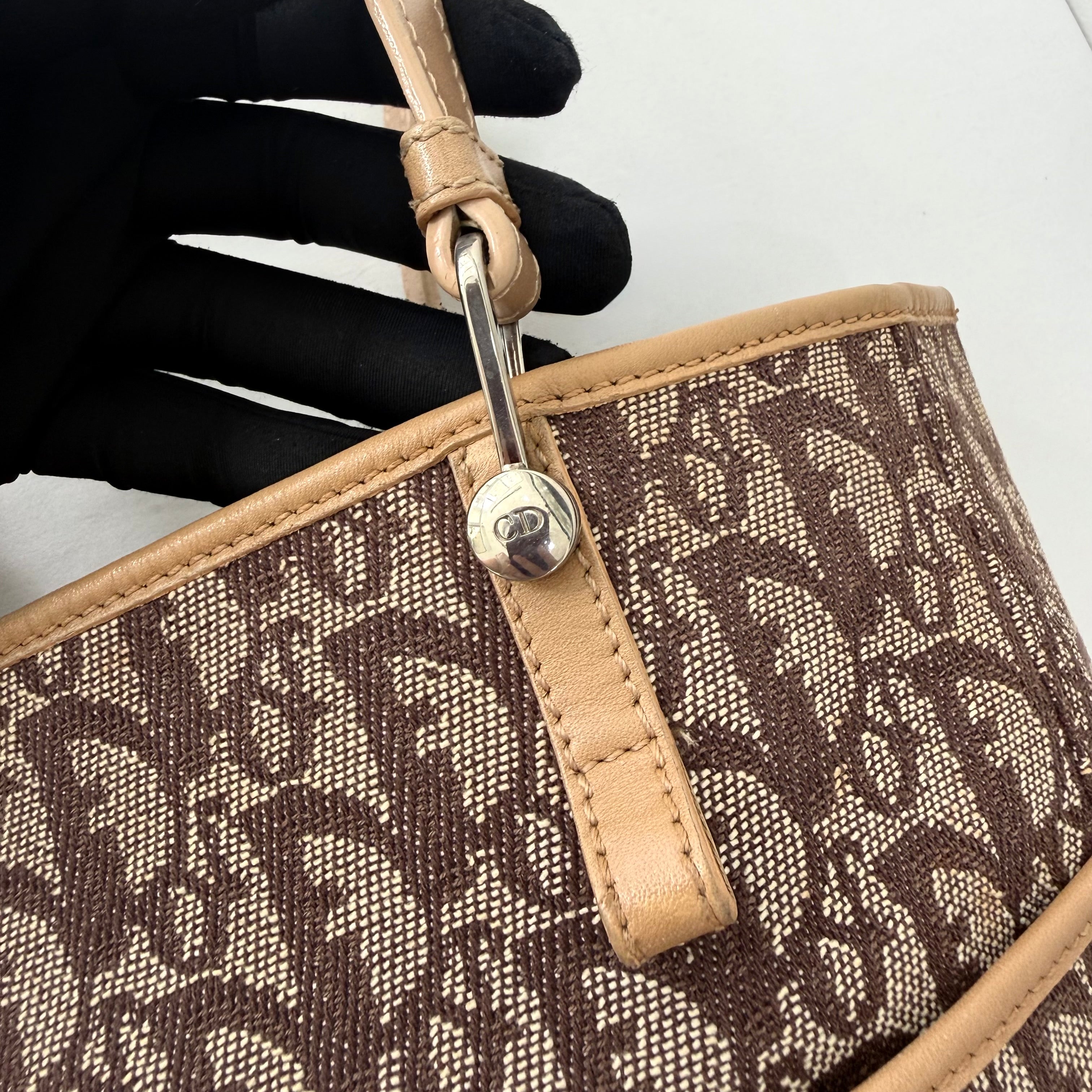 Christian Dior Trotter Brown Canvas Tote Bag