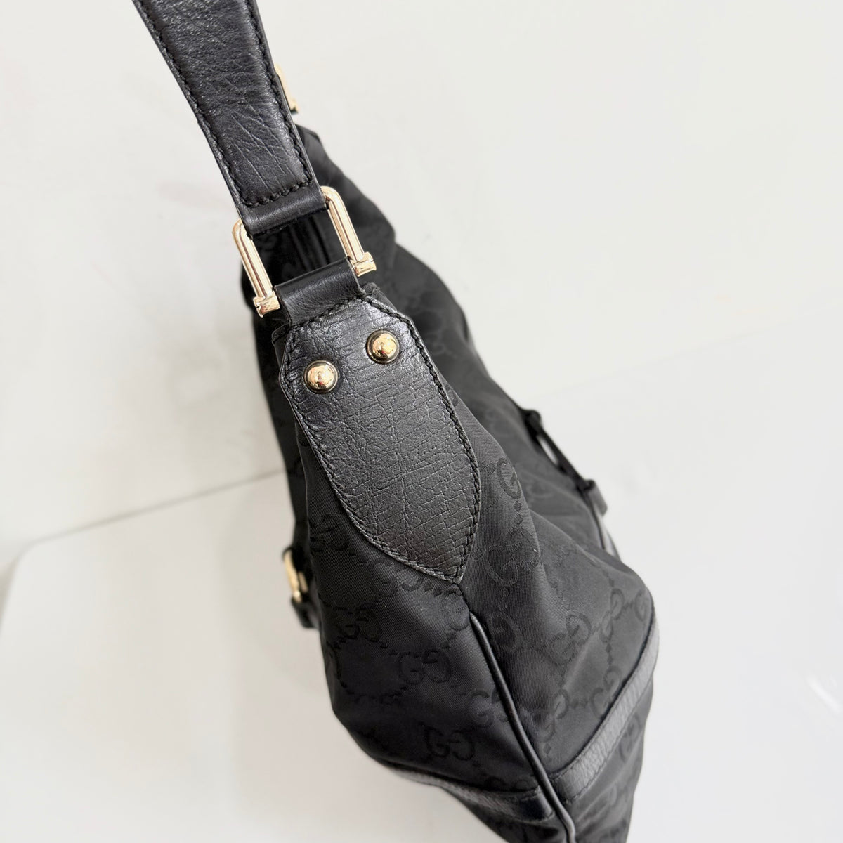 Gucci Black GG Reins Hobo Bag