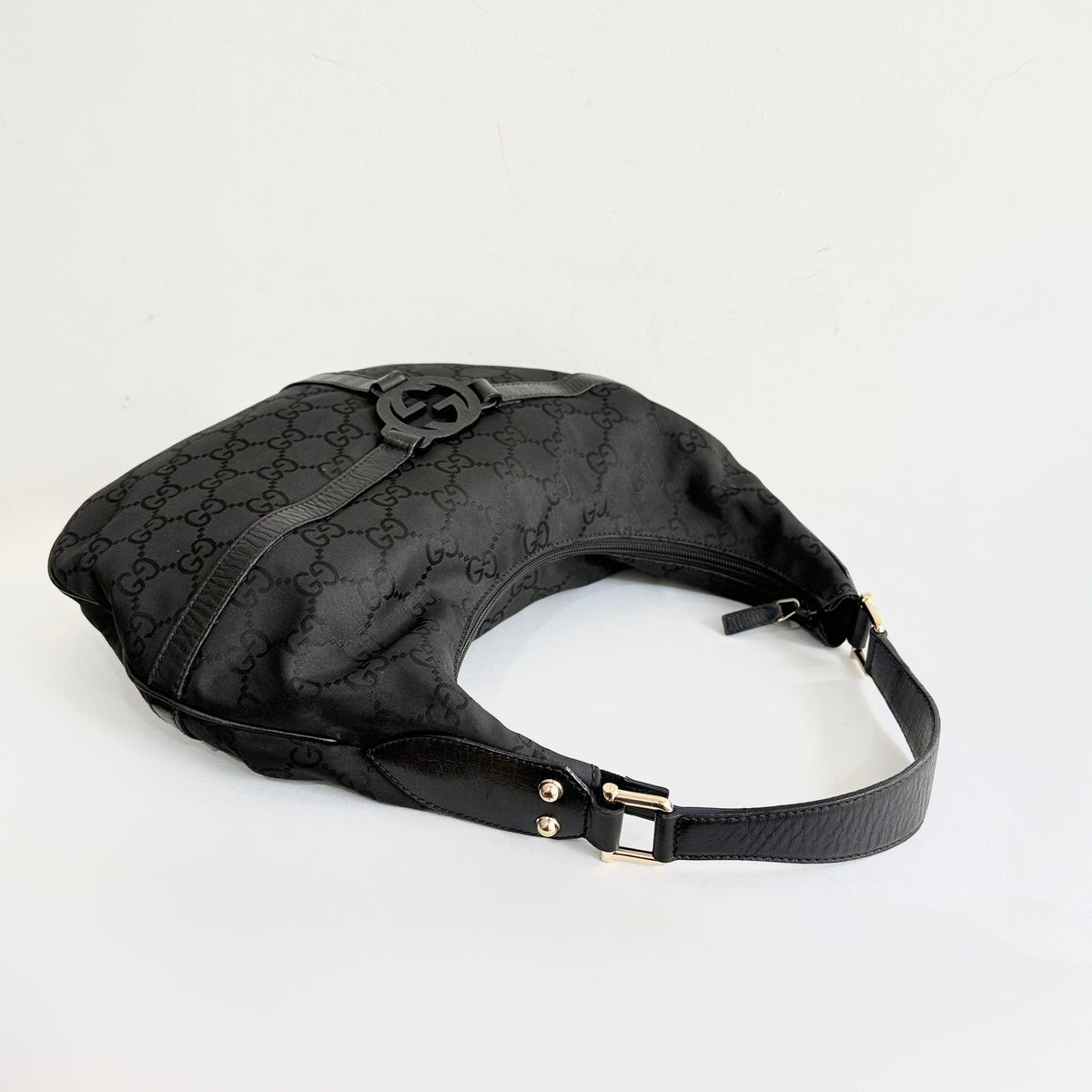 Gucci Black GG Reins Hobo Bag