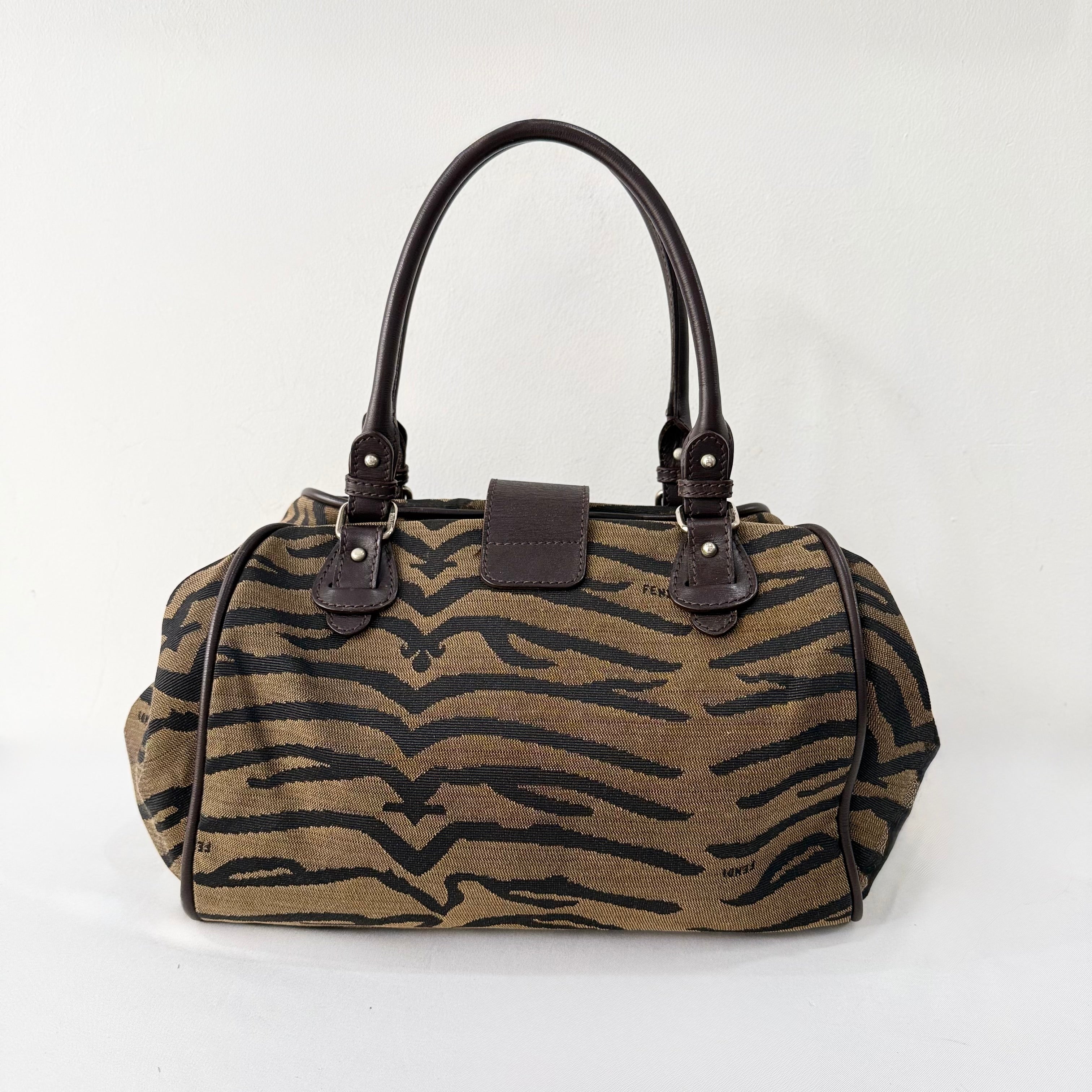 Fendi Vintage Tiger-Print Bowler Bag
