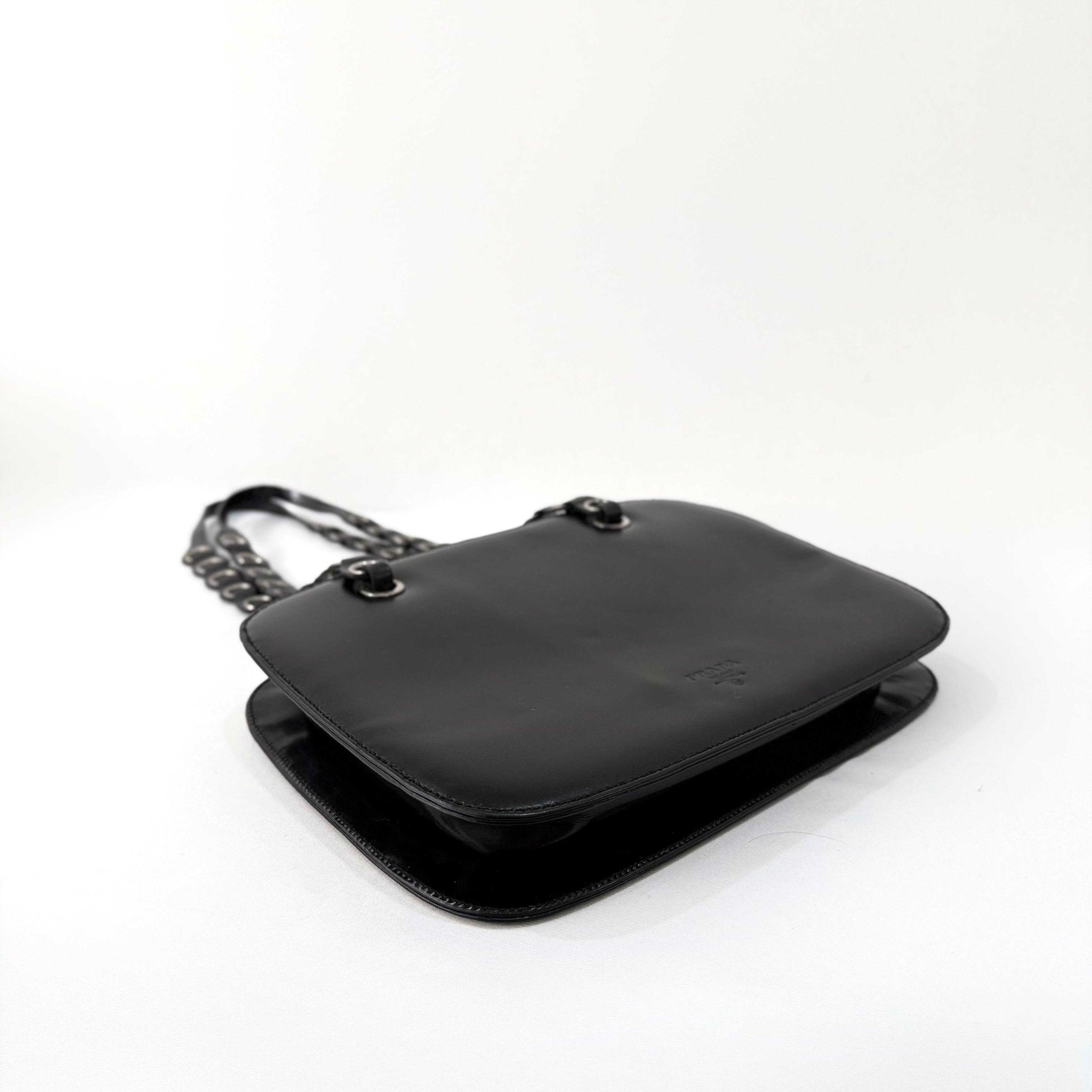 Prada Spazzolato Logo Print Bag Black
