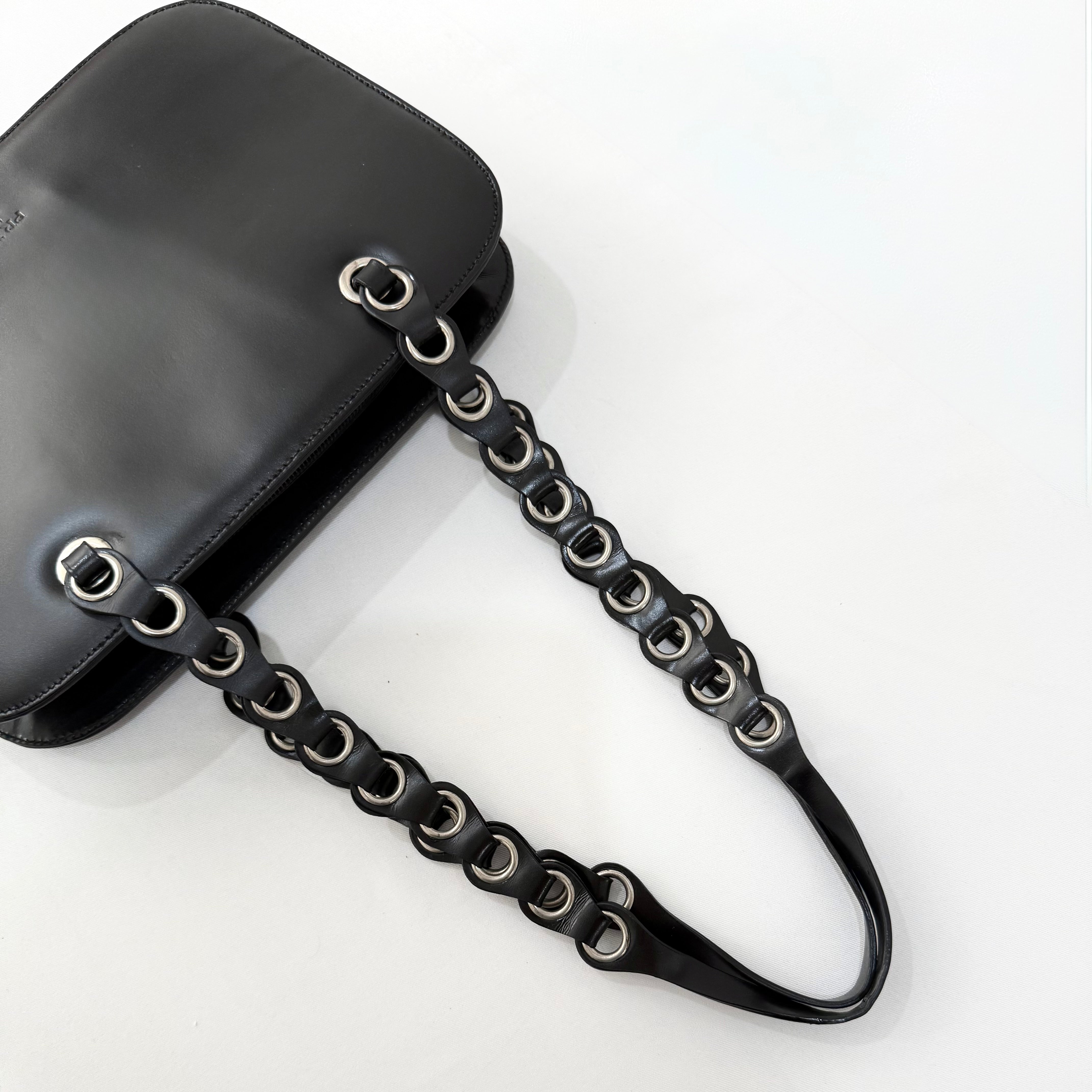Prada Spazzolato Logo Print Bag Black